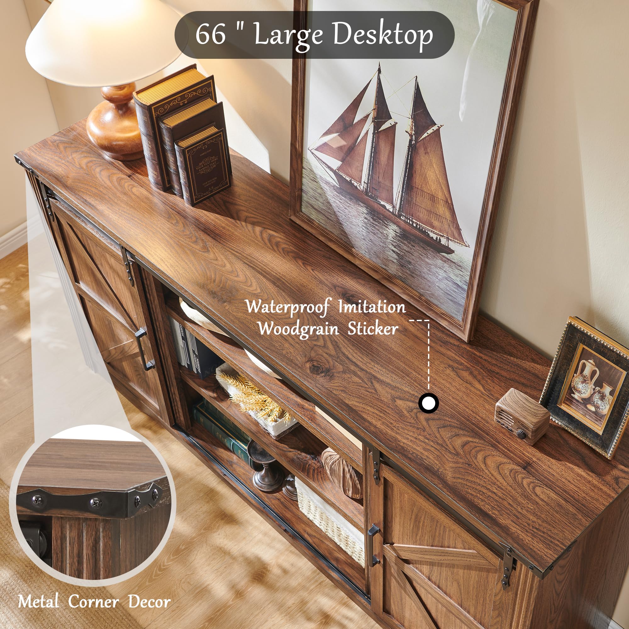 Rustic Farmhouse TV Stand for 75+ Inch TVs - 32
