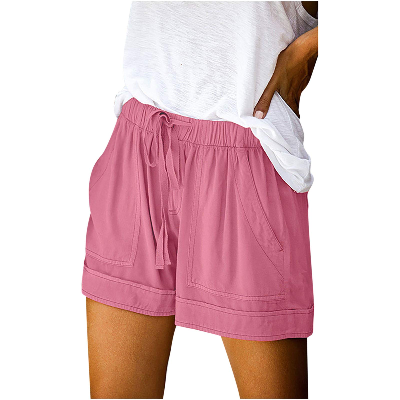 Women's Black Running Shorts - Comfortable Loose Fit with Drawstring Waist & Pockets - Perfect for Jogging, Gym Workouts, and Casual Wear