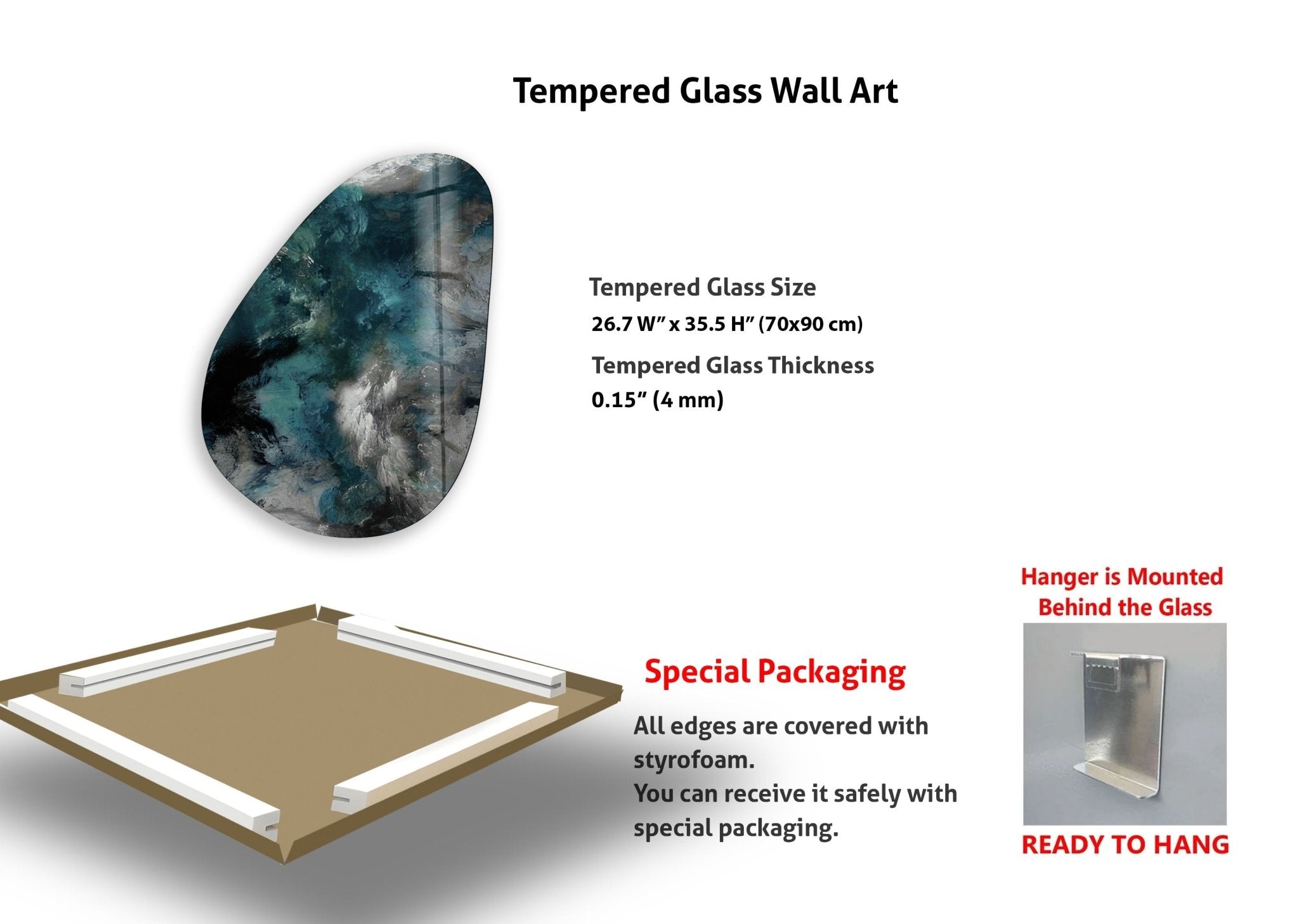 Asymmetrical Oval Dark Smoke Glass Wall Art - Modern Abstract Home Decor for Living Room, Bedroom & Office - Unique Handcrafted Glass Artwork