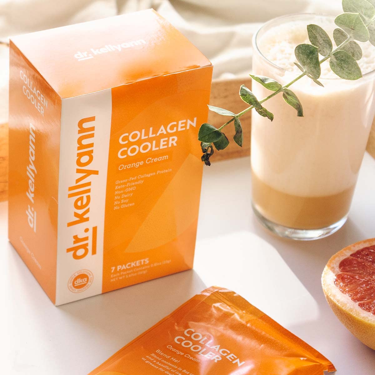 Dr. Kellyann Orange Cream Keto Shake Packets (7 Servings) - 15g Protein Powder with Grass-Fed Collagen, Keto & Paleo Diet Friendly Meal Replacement - Perfect for Weight Loss, Low Carb Lifestyle & On-the-Go Nutrition