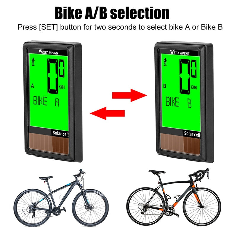 Wireless Solar Bike Computer - Multifunction Cycling Odometer & Speedometer with 5 Language Options | Perfect for Road Bikes, Mountain Biking & Outdoor Cycling Adventures