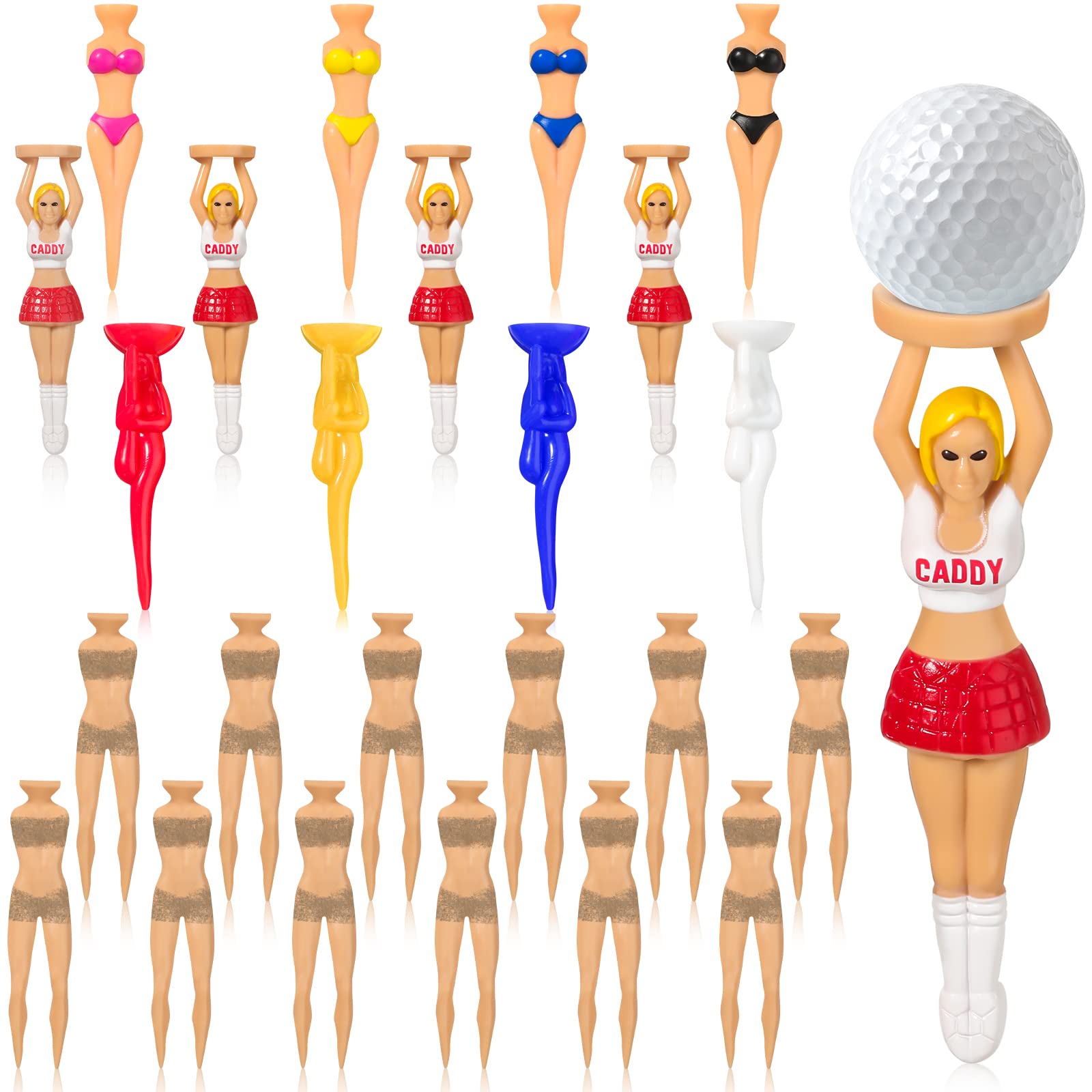 24 Pack Funny Bikini Girl Golf Tees - Novelty Plastic Golf Accessories for Men & Women - Perfect for Golf Training, Games & Gifts - Great for Driving Range, Tournaments & Casual Play
