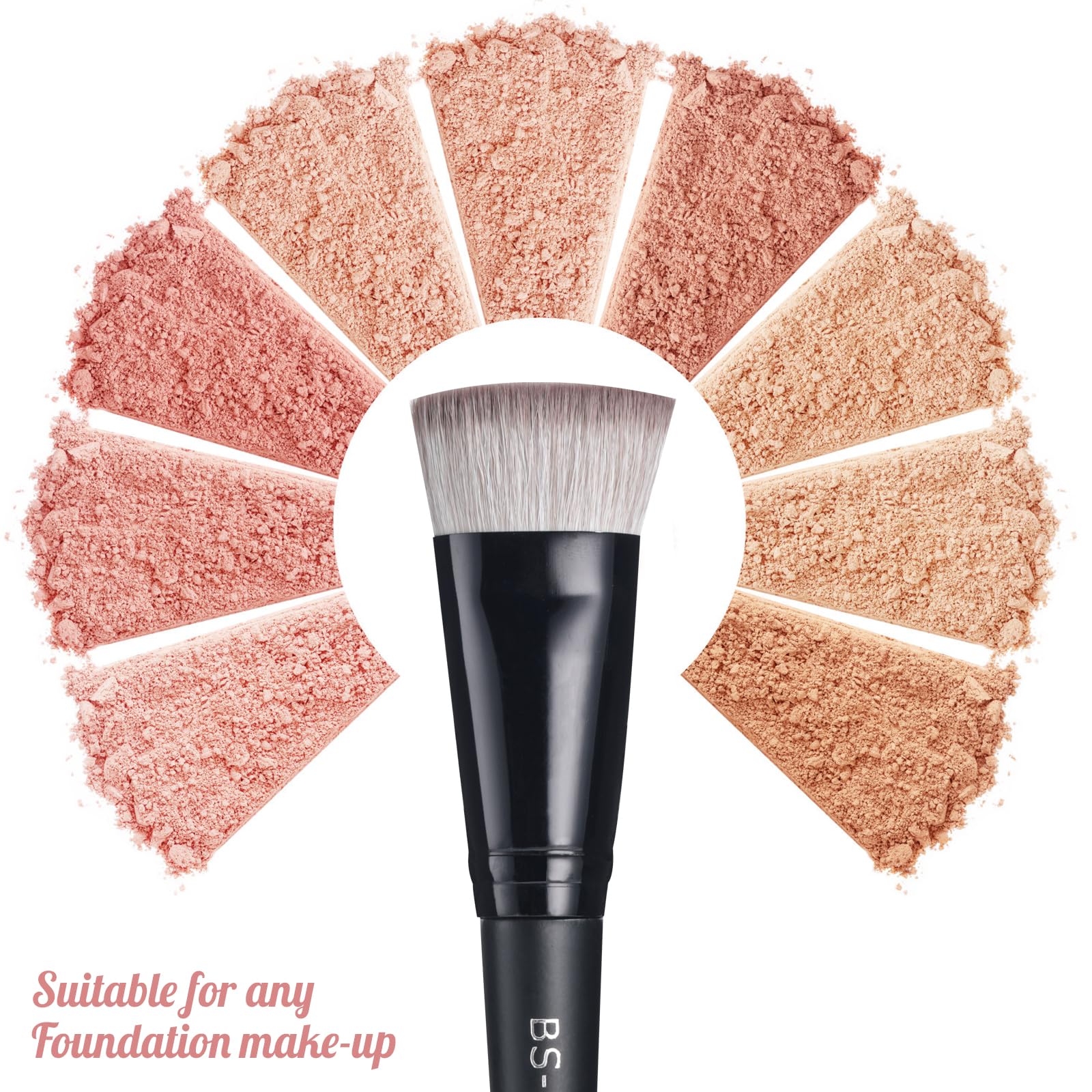 BS-MALL Professional Foundation Makeup Brush Set - 2 Pack Soft Synthetic Kabuki Brushes for Flawless Liquid & Powder Application | Home, Travel & On-the-Go Makeup Kit Essentials