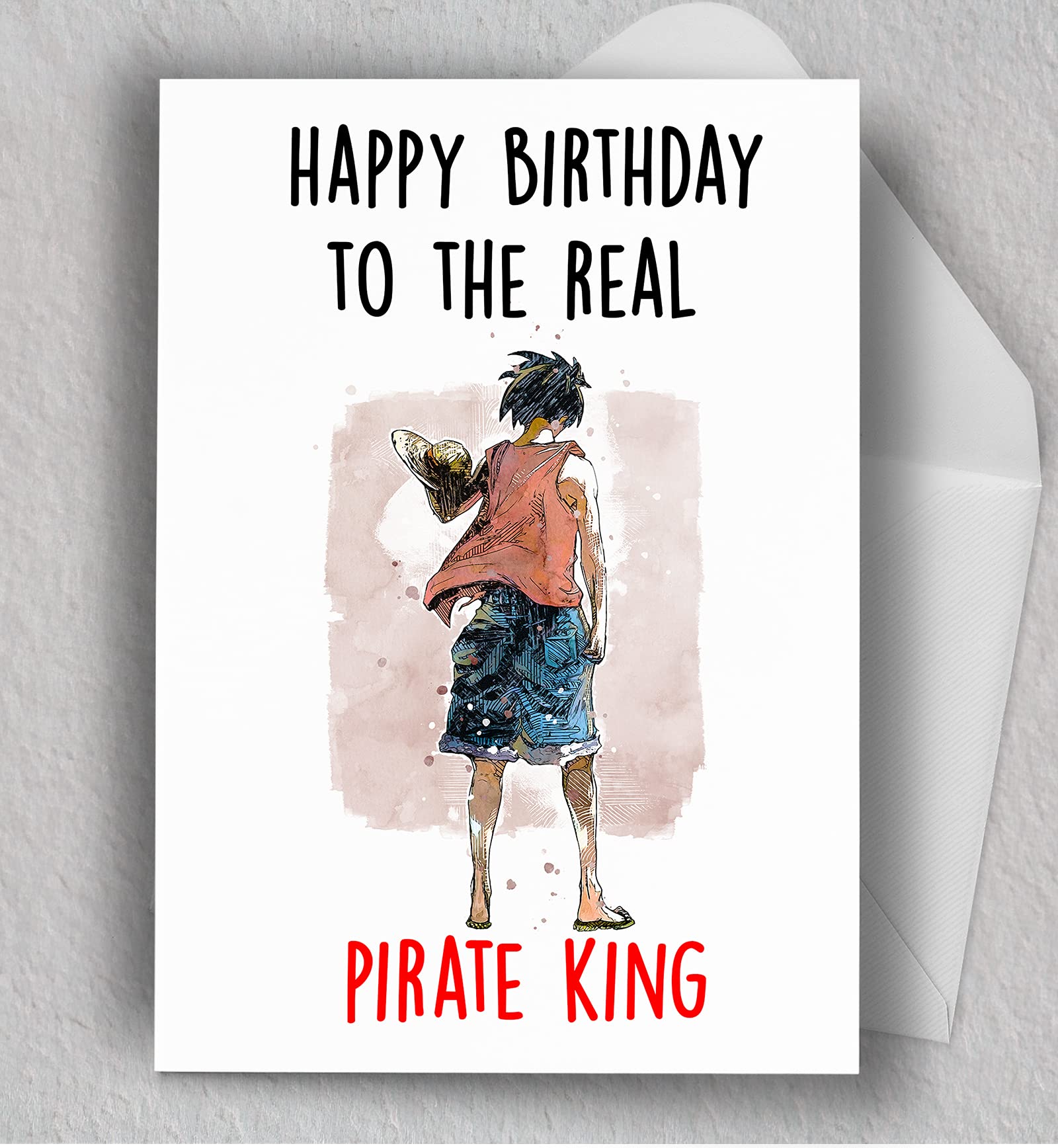 Pirate King Anime Birthday Card - Blank Greeting Card for Anime Fans