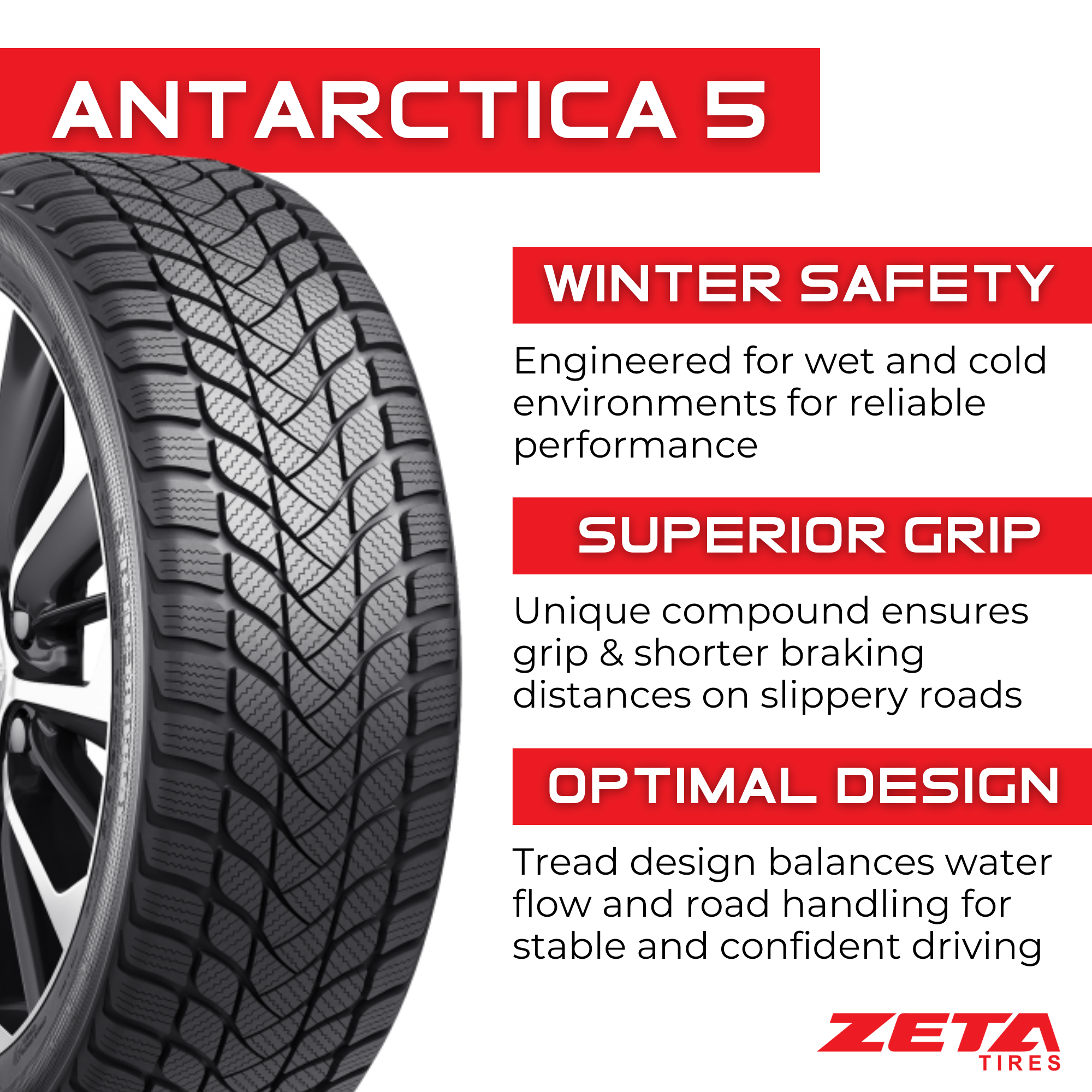 175/70R14 Zeta Antarctica 5 88T All-Season Tires - 2 Pack - Perfect for Sedans, SUVs and Winter Driving Conditions