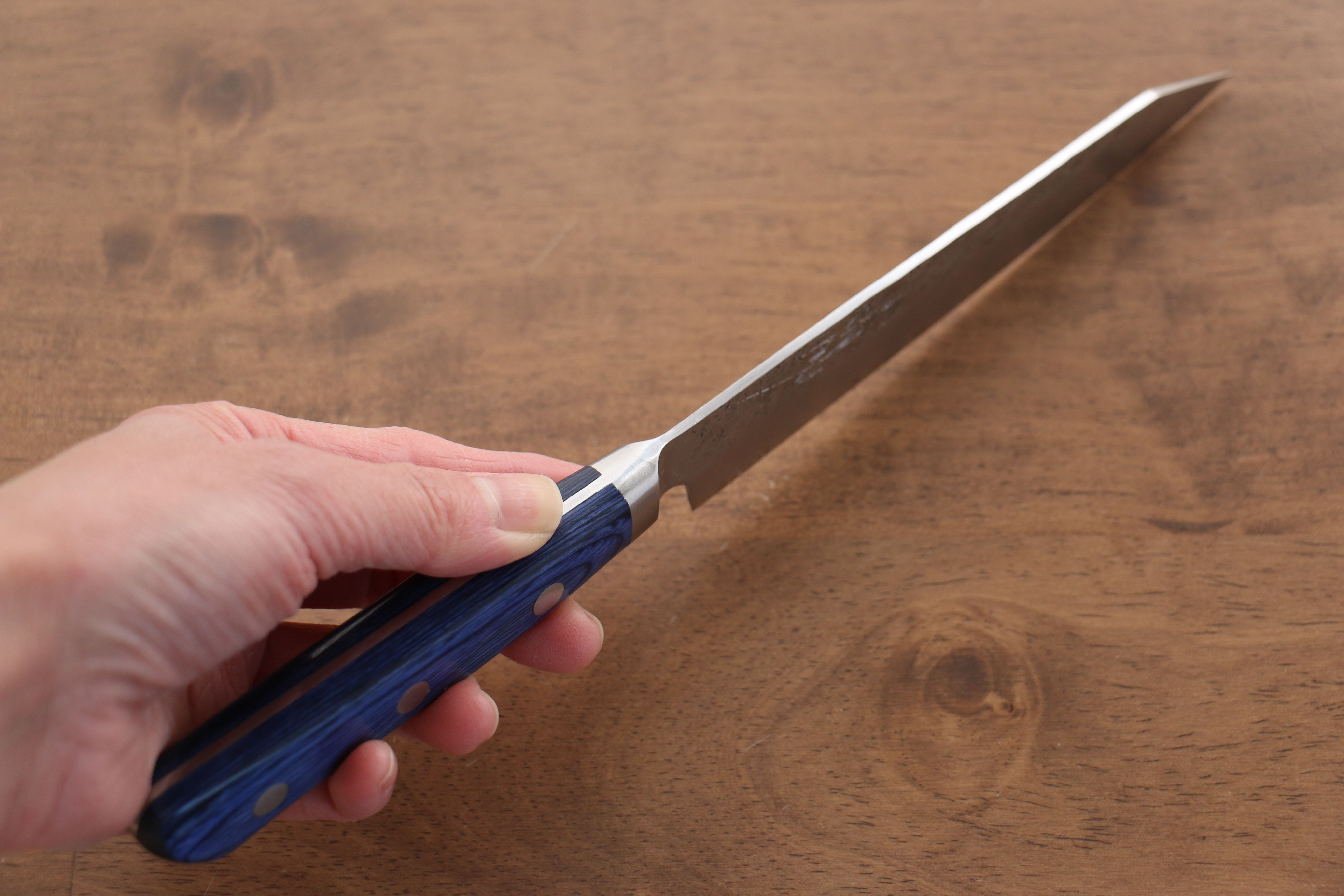 Premium Seisuke Blue Steel No.2 Nashiji Kiritsuke Petty Knife 145mm - Japanese Chef Utility Knife with Blue Pakkawood Handle - Perfect for Slicing, Dicing & Precision Kitchen Tasks