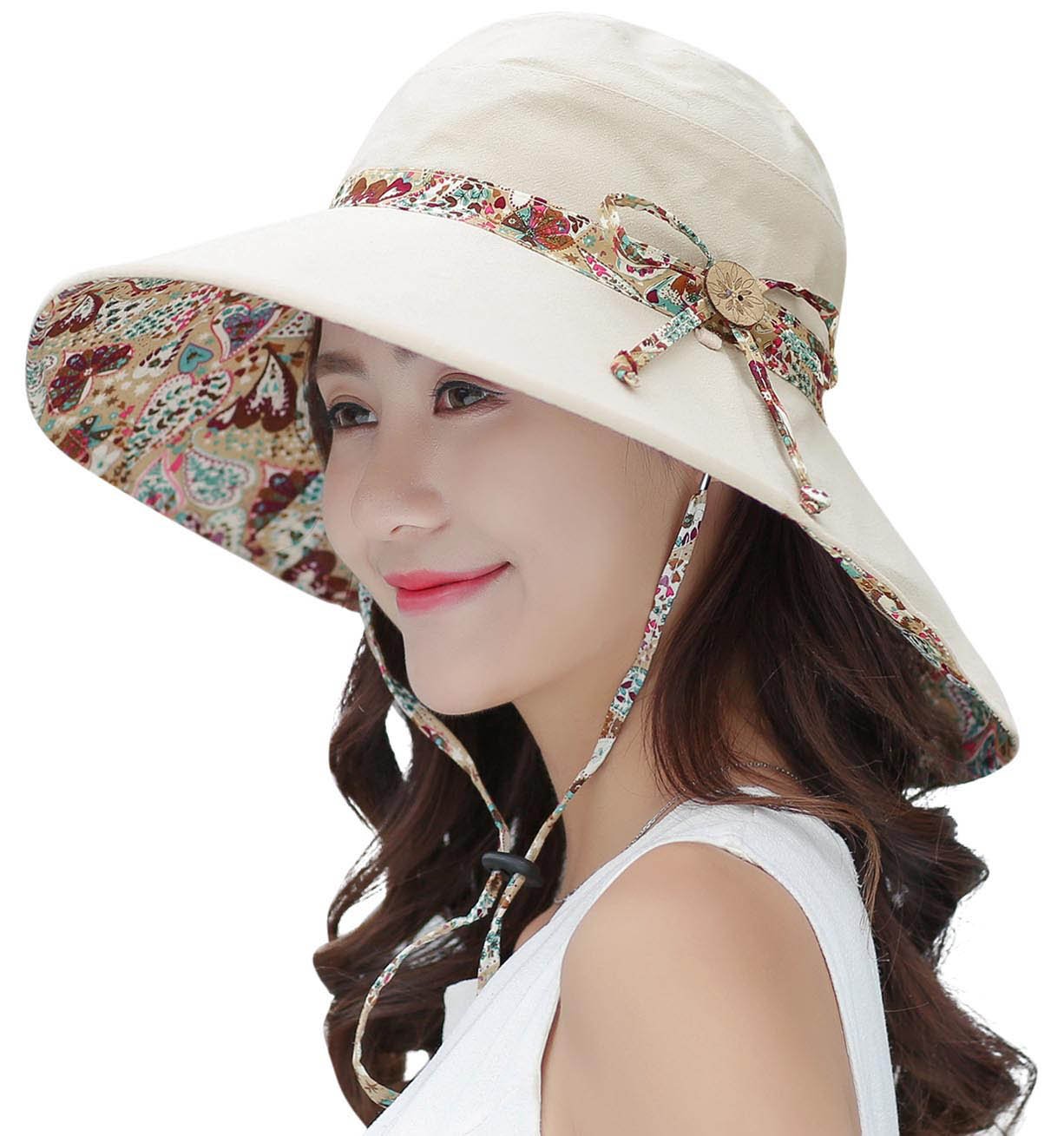 HINDAWI Women's Packable Wide Brim Sun Hat with UPF UV Protection - Lightweight Travel Beach Hat for Outdoor, Gardening, and Summer Vacation