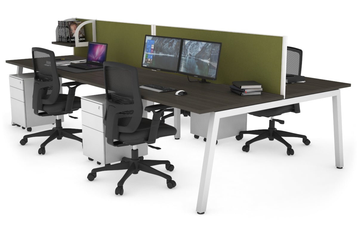 Quadro 4-Person Office Workstation Desk - 1200L x 800W with Cable Management Scallop - Perfect for Collaborative Workspaces, Team Meetings & Open Office Environments