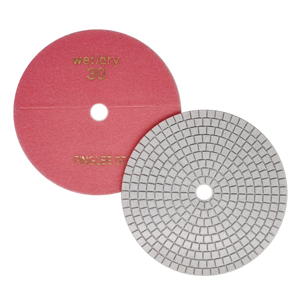 7 Inch Diamond Polishing Pad (Grit 30) - Wet/Dry Tile Polishing Disc for Grinder - Concrete, Marble, Quartz, Granite Stone Countertop Polishing - Perfect for DIY Home Renovation & Professional Stone Restoration Projects