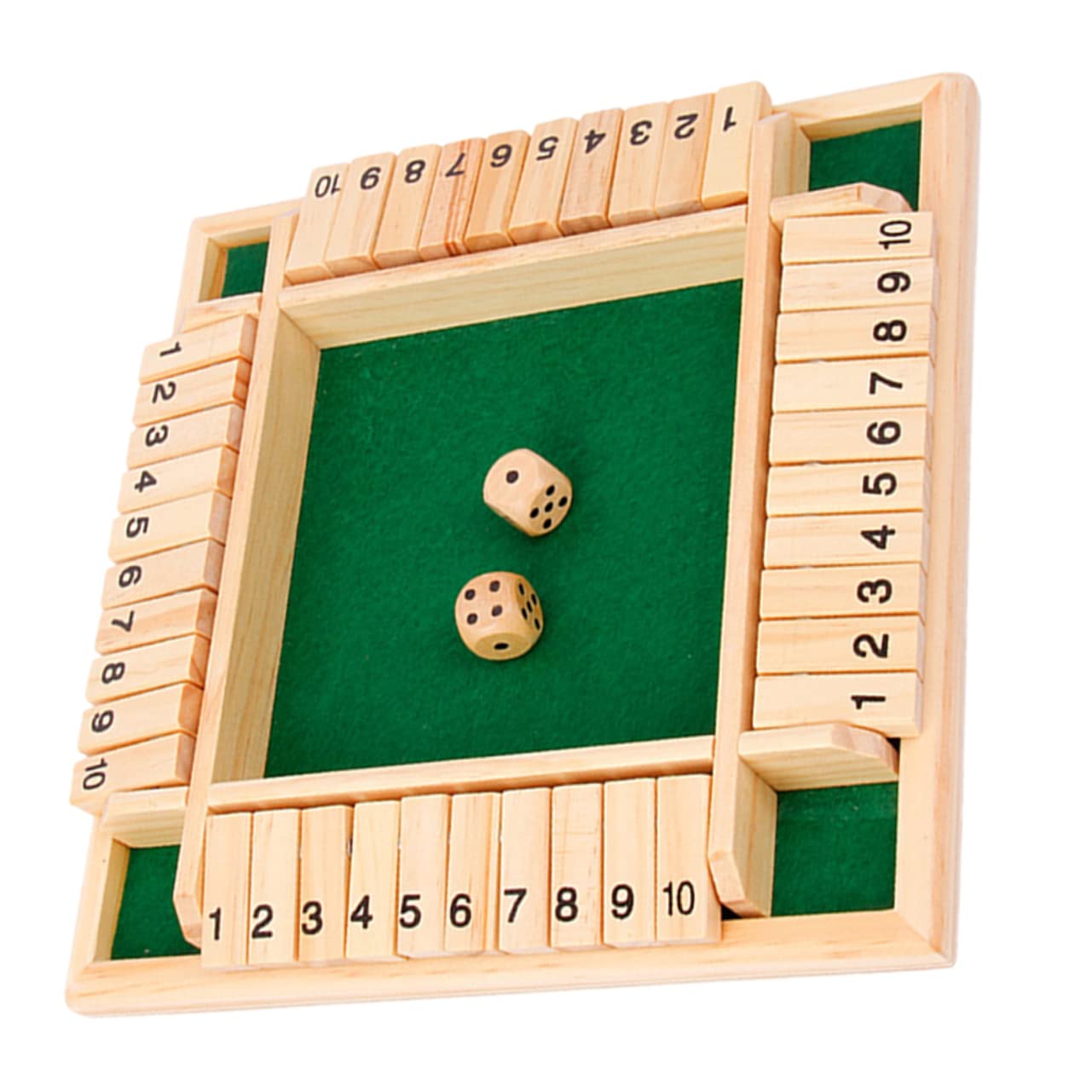 KOMBIUDA Wooden Shut The Box Game Set - 12 Dice Pub Board Game with Wooden Playset for Travel, Parties & Gatherings - Fun Family Game Night & Bar Entertainment Props
