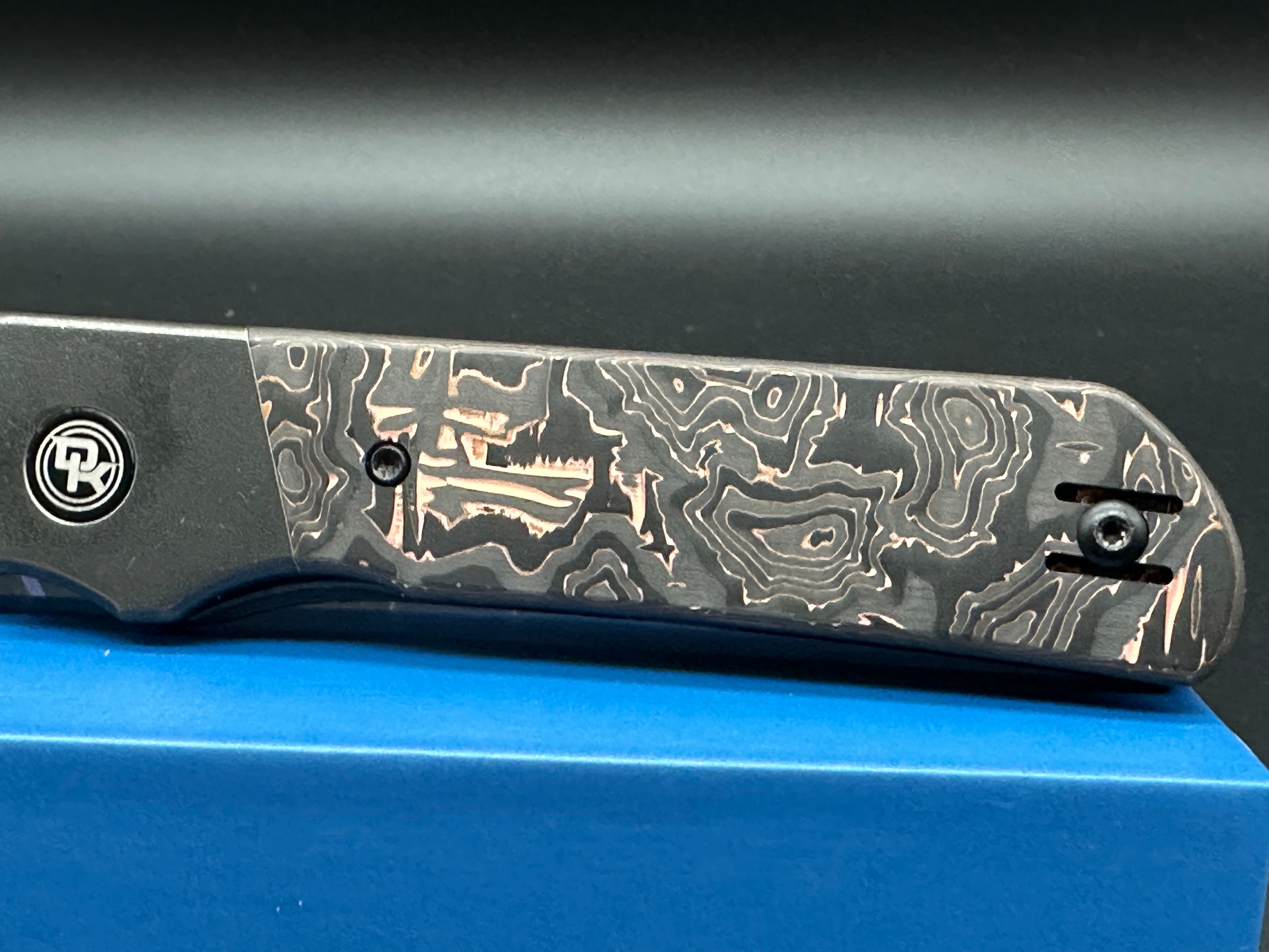 Premium Divo Knives Stout Copper & Carbon Fiber Scales Titanium Frame with 20CV Blade & Timascus Back Spacer – Perfect for EDC, Outdoor Adventures & Collectors