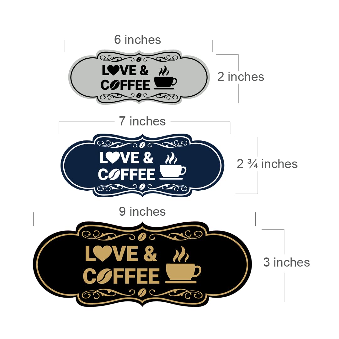 Black Small Designer Love and Coffee Sign - Rustic Home Decor for Kitchen, Office & Coffee Shop - Perfect Gift for Coffee Lovers