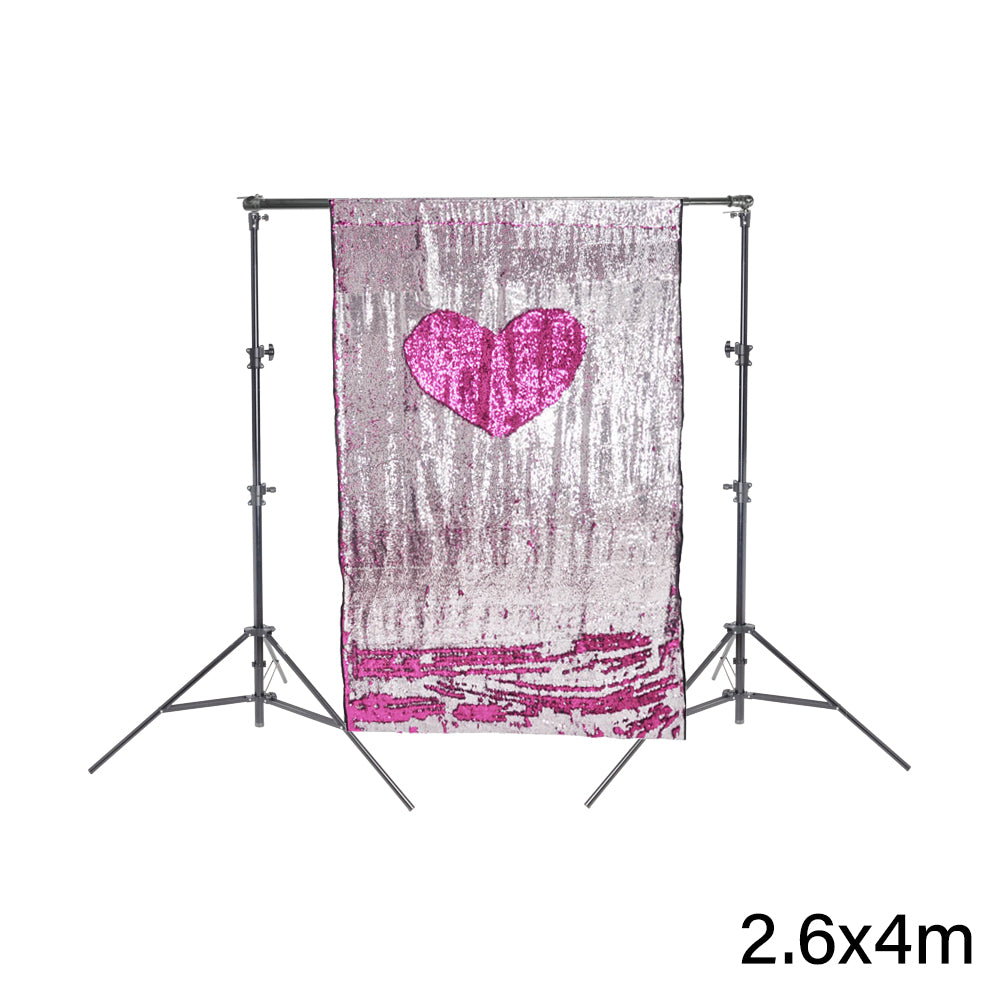Rosy Pink & Silver Blue Sequin Wedding Photo Backdrop with Stand - Elegant Party Decor for Bridal Showers, Receptions & Anniversary Celebrations