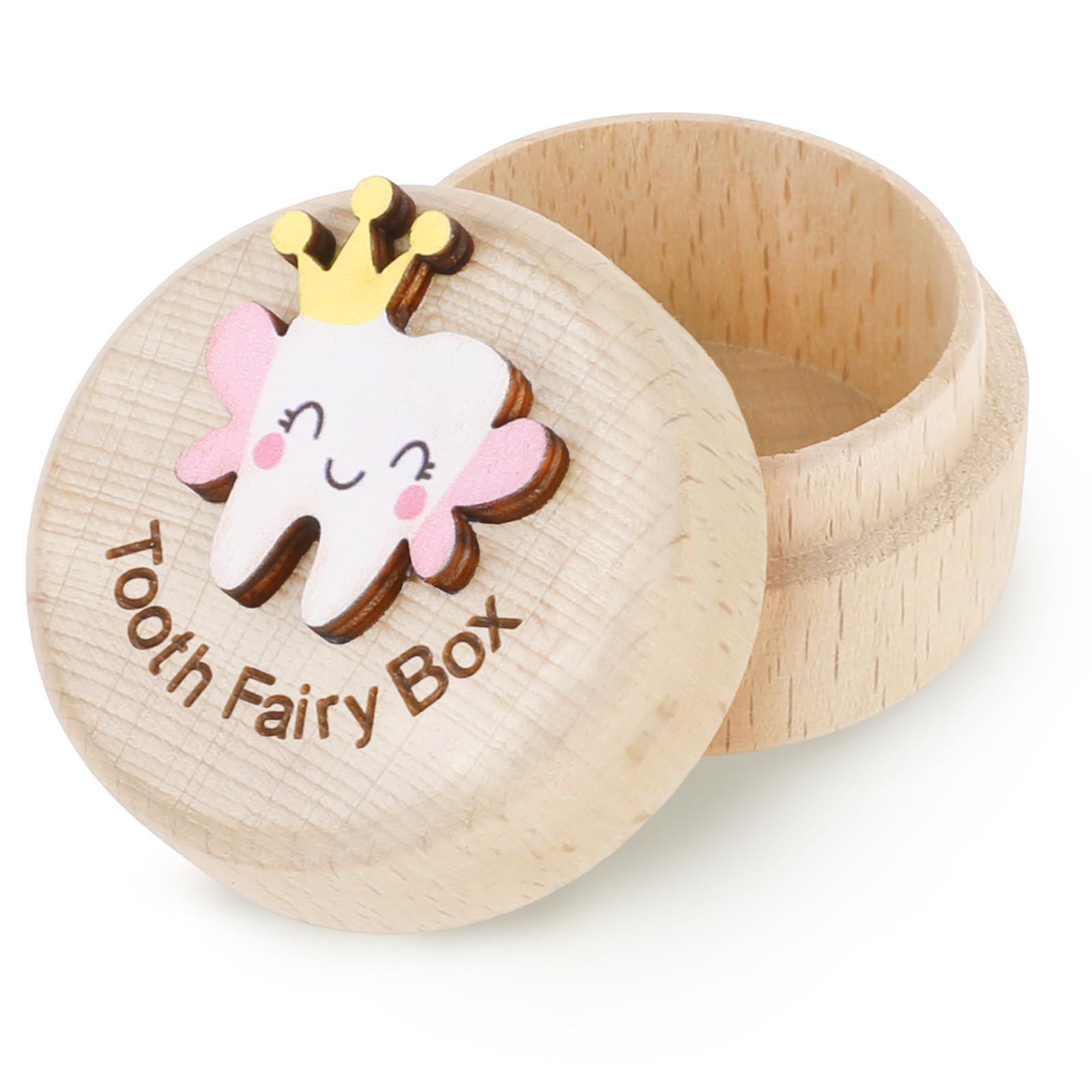 **Cute Carved Wooden Tooth Fairy Box for Kids - 3D Tooth Storage for Lost Teeth, Keepsake Gift for Boys & Girls - Perfect for Birthday, Baby Shower & First Tooth Celebration**