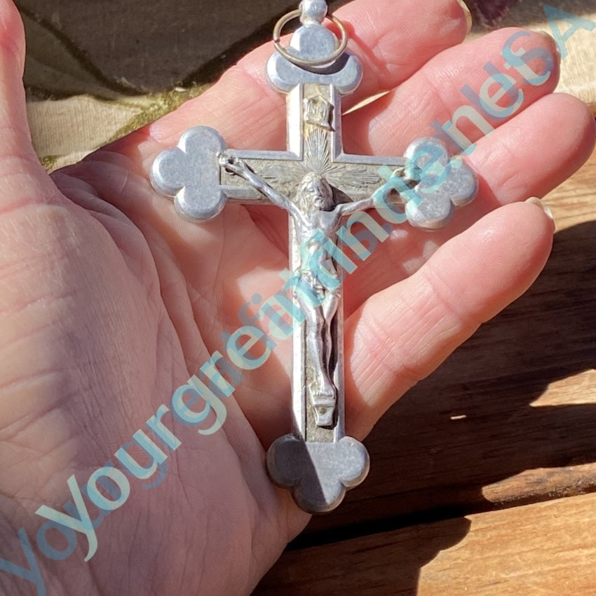 Vintage Cast Aluminum Holy Cross Crucifix Pendant - Large Religious Jewelry for Men & Women - Perfect for Church, Baptism, Confirmation & Everyday Faith Wear