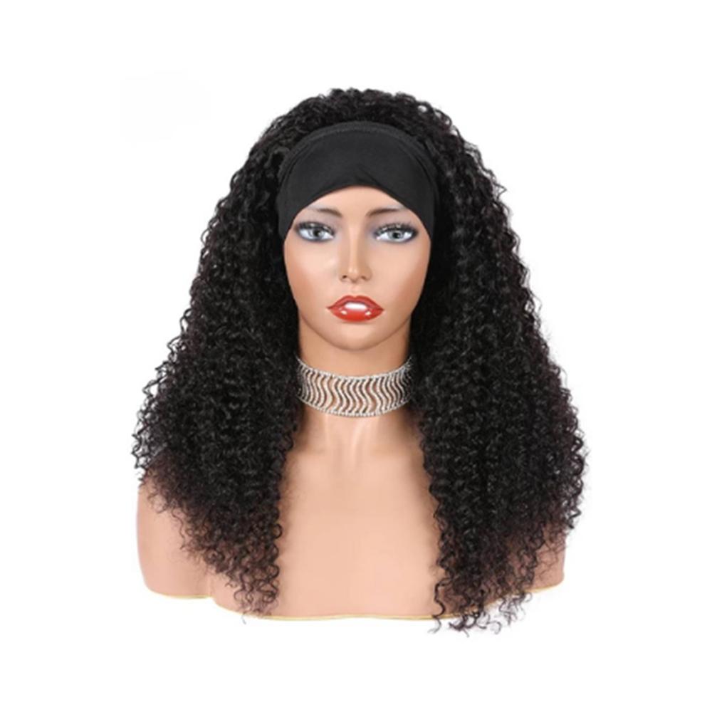 Kinky Curly Glueless Headband Wig - Natural Black 180% Density Human Hair - Perfect for Daily Wear, Parties & Protective Styling