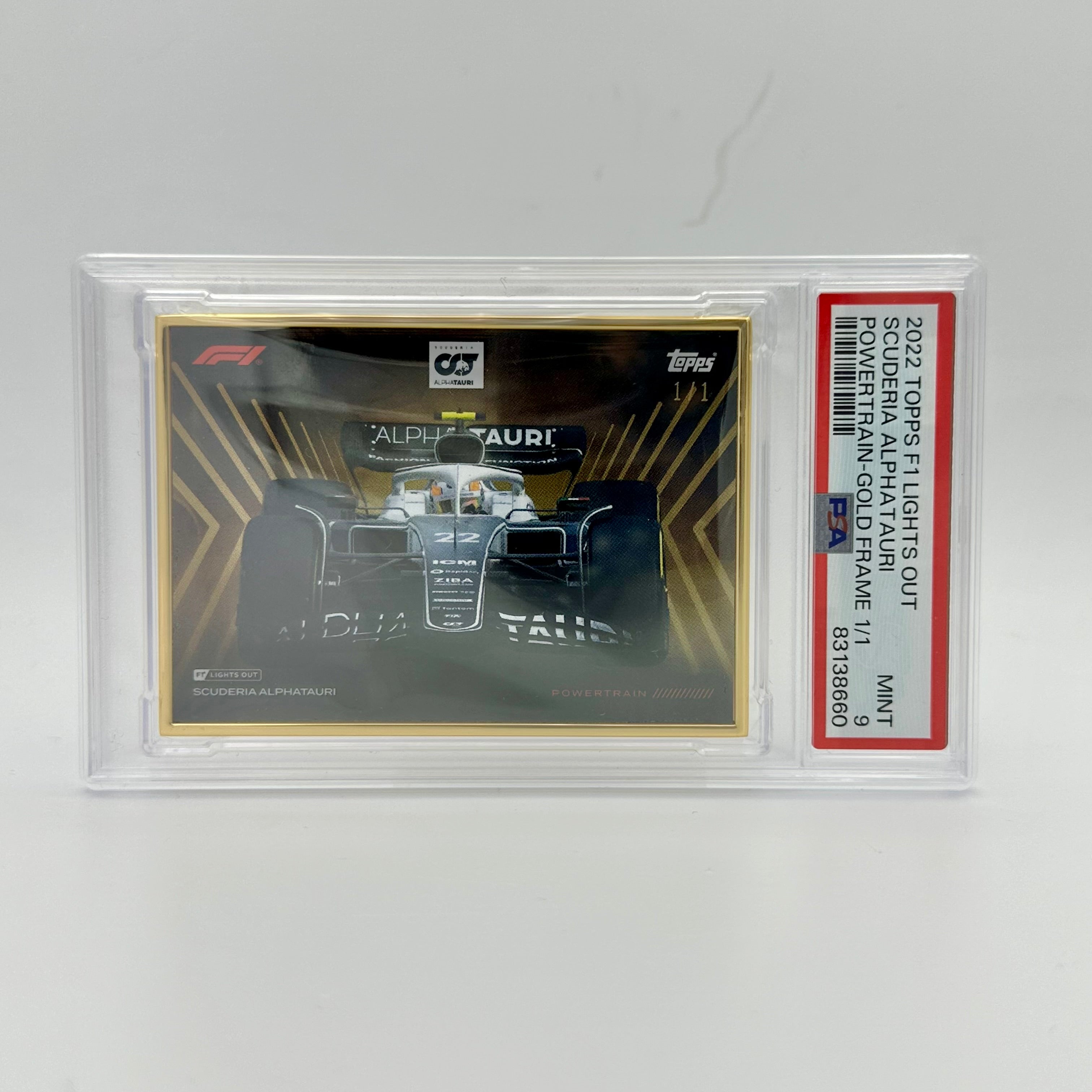 1/1 Gold Frame Scuderia AlphaTauri Powertrain 2022 Lights Out PSA 9 - Rare Collectible Racing Memorabilia for F1 Fans & Sports Display