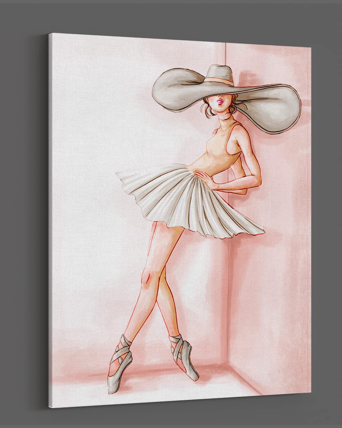 Govivo Ballerina Canvas Wall Art for Girls - Pink Ballet Room Decor, Teen Bedroom & Dorm Wall Hanging - 32x40 Inch Ready-to-Hang Painting for Dance Lovers | Perfect for Bedroom, Nursery, Dance Studio & Gift Giving