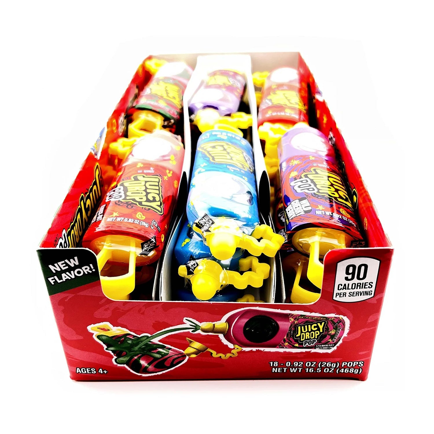Bazooka Juicy Drop Pop - 18ct Box of Assorted Flavors | Fun Candy for Parties, Halloween Treats & Office Snacks