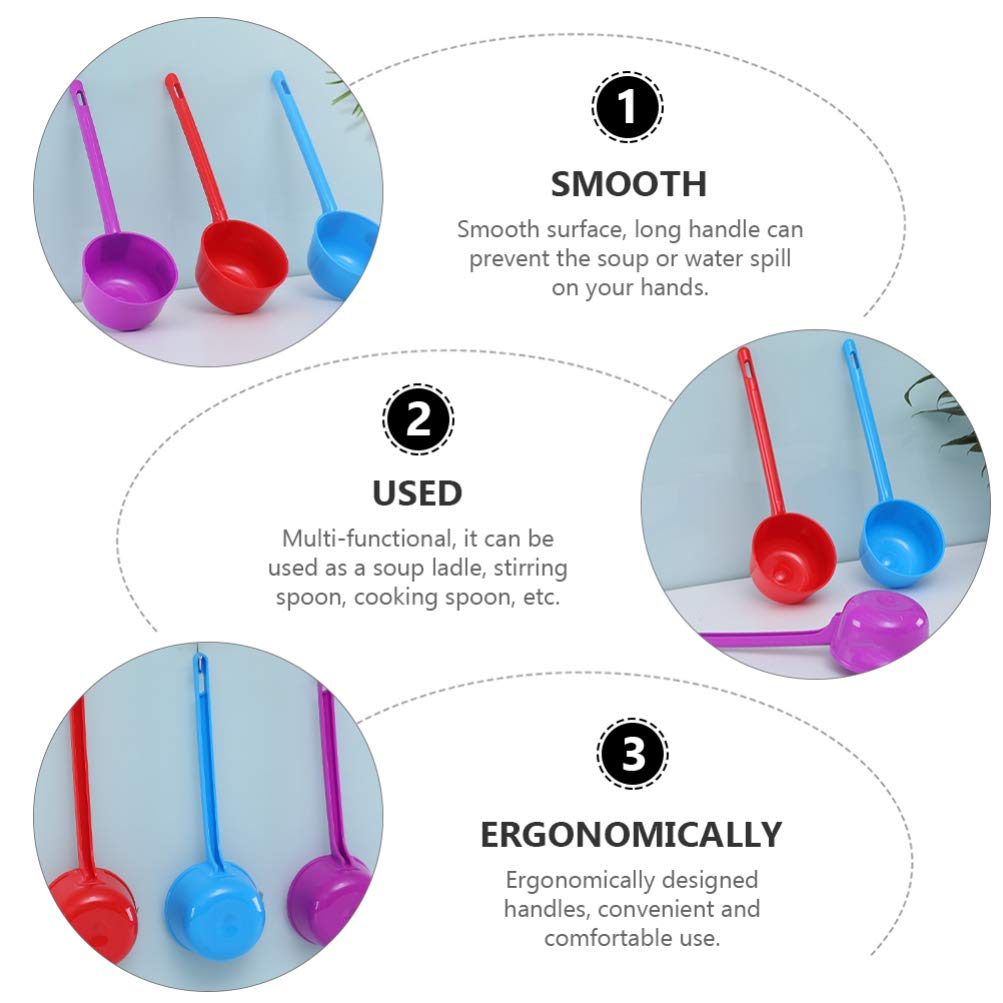 Hemoton 3-Piece Plastic Water Scoop Set - Kitchen Ladles for Washing, Cooking & Serving - Durable Household Spoons for Rice, Soup, and Liquid Ingredients - Perfect for Home Kitchen & Camping Use