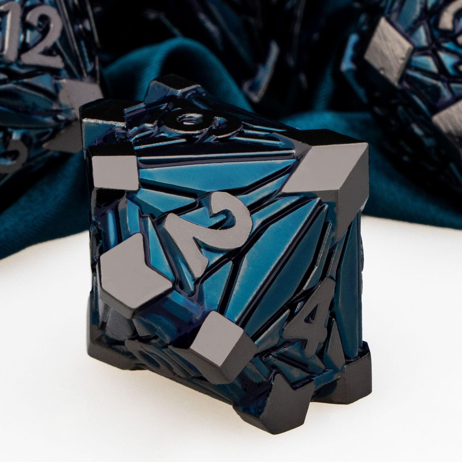 Premium ARUOHHA DND Metal Dice Set - 7-Piece Polyhedral RPG Dice (D20, D12, D10, D8, D6, D4) with Gift Box - Black & Blue Dungeons & Dragons Accessories for Tabletop Gaming, D&D Campaigns & Role Playing Adventures