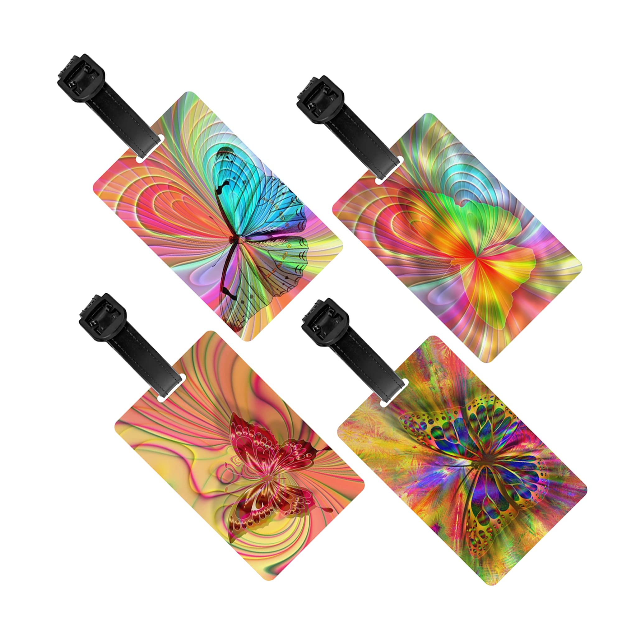 4-Pack Durable PVC Luggage Tags for Suitcases - Personalized Name ID Card Labels for Travel - Waterproof Baggage Identifiers for Men, Women, Kids & Girls - Perfect for Airports, Cruises & Business Trips