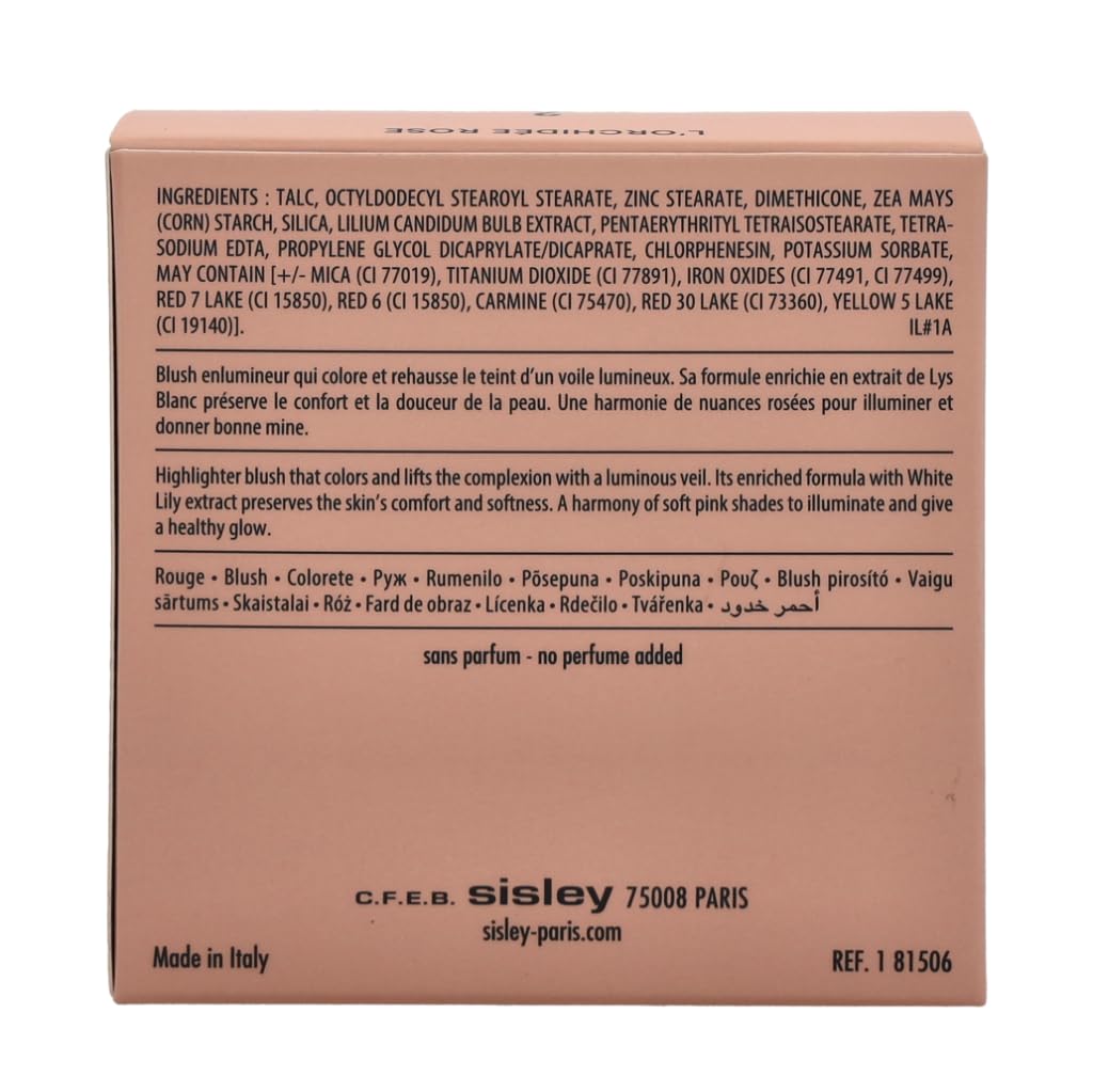 Sisley L'Orchidee Highlighter Blush with White Lily & Rose Extract - 0.52 oz / 15g - Illuminating Cheek Color for Radiant Glow | Perfect for Daytime Makeup & Special Occasions