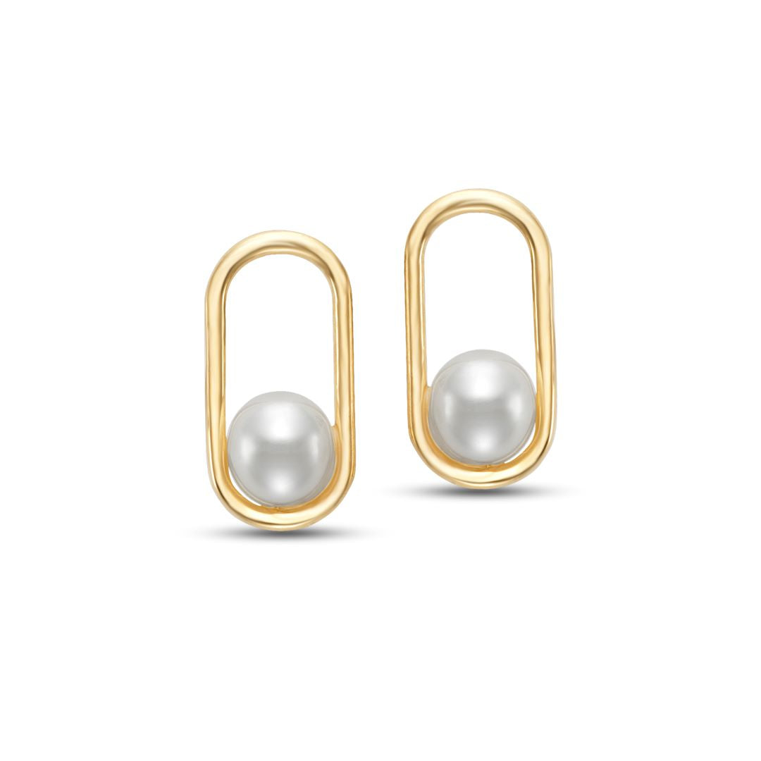4mm Pearl Ellipse Drop Earrings - Elegant Dangle Earrings for Women, Perfect for Weddings, Parties & Special Occasions