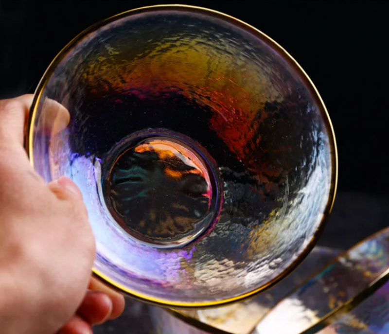 Aurora Gold Edge Glass Plate & Bowl Set - Elegant Dinnerware for Special Occasions, Perfect for Weddings, Parties, and Fine Dining