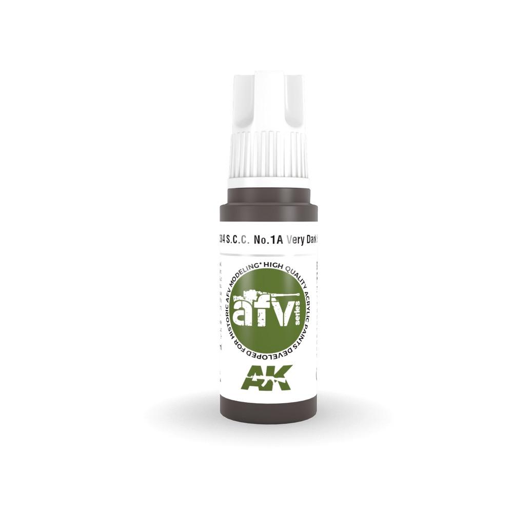 AK Interactive AK11384 AFV Series S.C.C. No.1A Very Dark Brown Acrylic Paint - 17ml Bottle - 3rd Generation Formula - Perfect for Military Model Kits & Miniature Painting