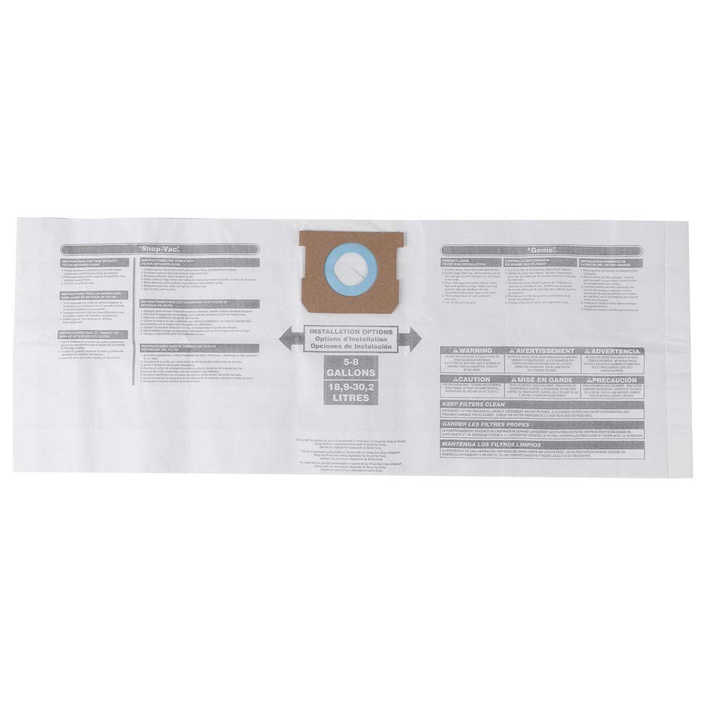 Shop-Vac Vacuum Cleaner Dust Bag - Lightweight, Compact & Easy to Store - Replacement Dust Bag for Shop-Vac Models - Perfect for Home Cleaning, Workshop & Car Detailing