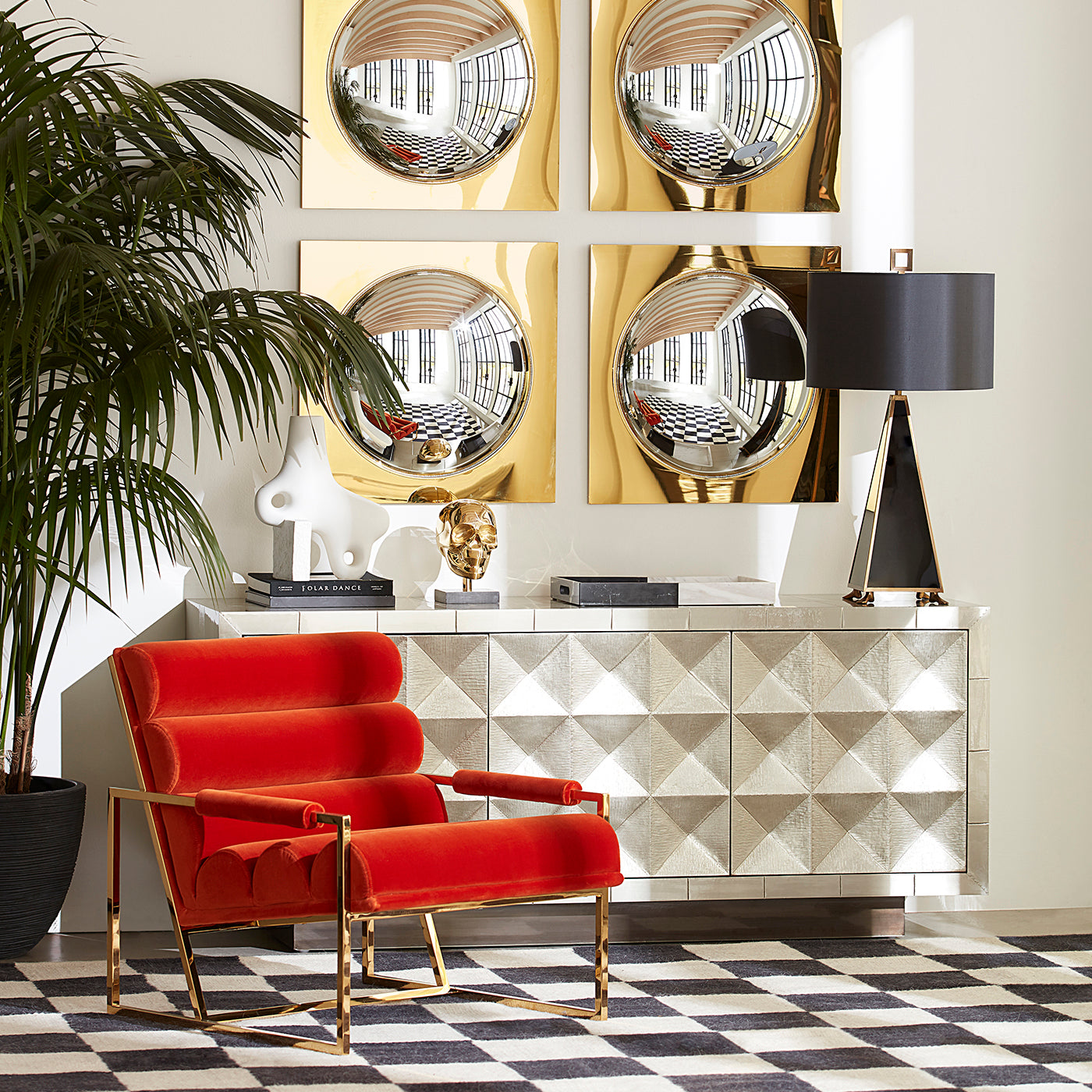 Channeled Goldfinger Lounge Chair - Modern Accent Chair for Living Room, Bedroom & Office - Comfortable Mid-Century Style Seating for Relaxing & Decor