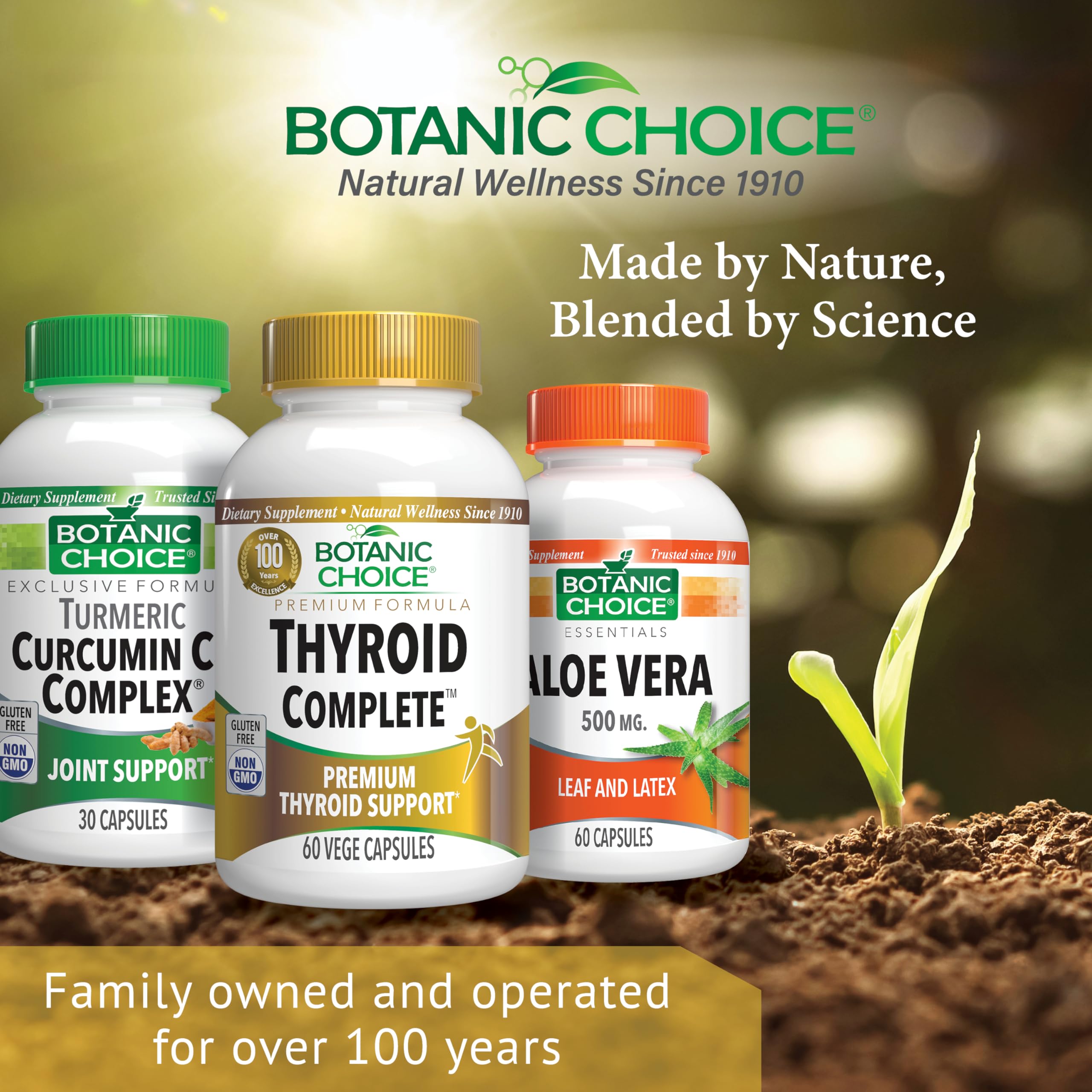 Botanic Choice Thyroid Complete Supplement with Ashwagandha, Schisandra Chinensis & Iodine - Supports Thyroid Function, Energy, Hair & Nail Health - 60 Vegetarian Capsules - Ideal for Hormone Balance & Heart Health Support
