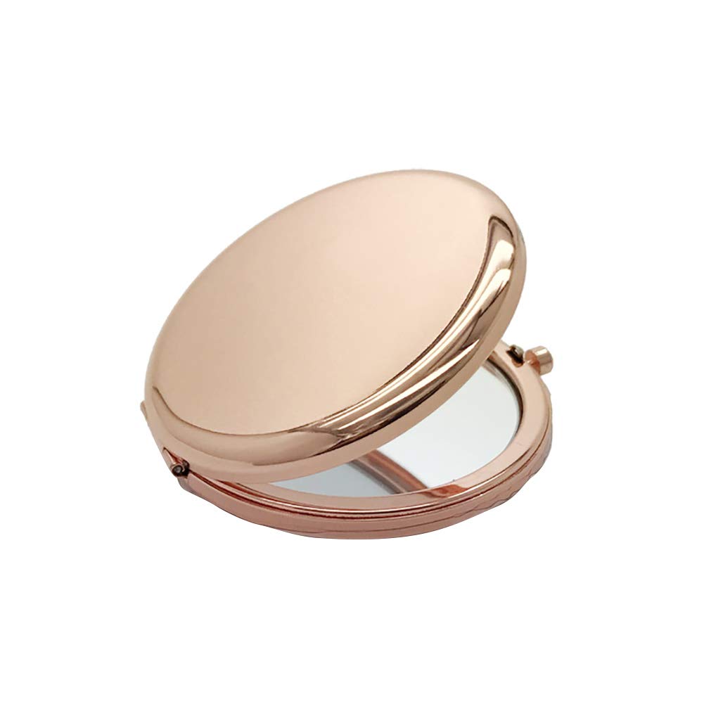 Portable Mini Makeup Mirror with Rose Gold Metal Case - Double-Sided Pop-Up Compact Mirror for Travel, Home & On-the-Go Touch Ups