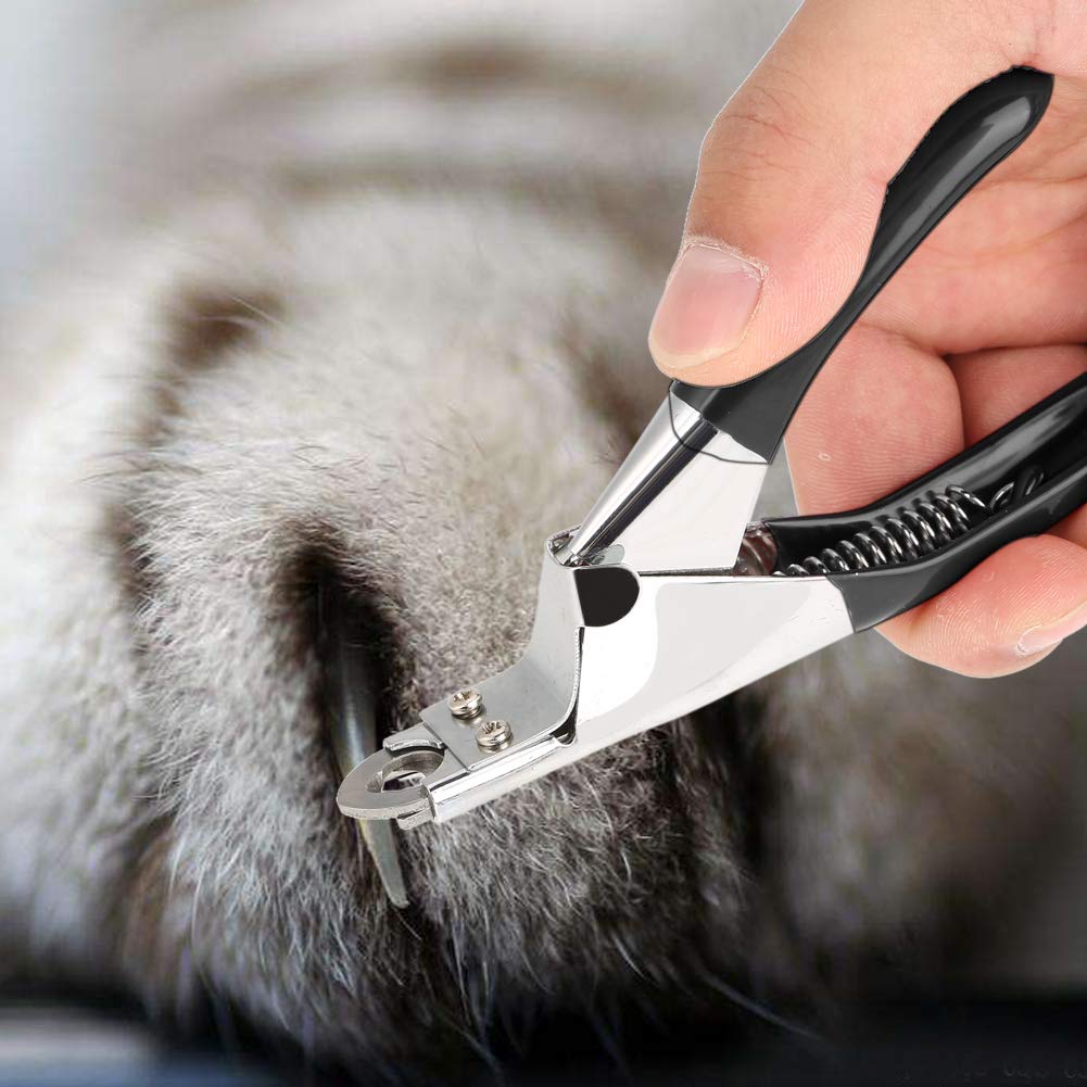 Professional Dog & Cat Nail Clippers with Safety Guard - Sharp Pet Grooming Tool for Large & Small Animals | Includes Nail File | Prevents Over Cutting (Black) | Perfect for Home Grooming & Vet Clinics