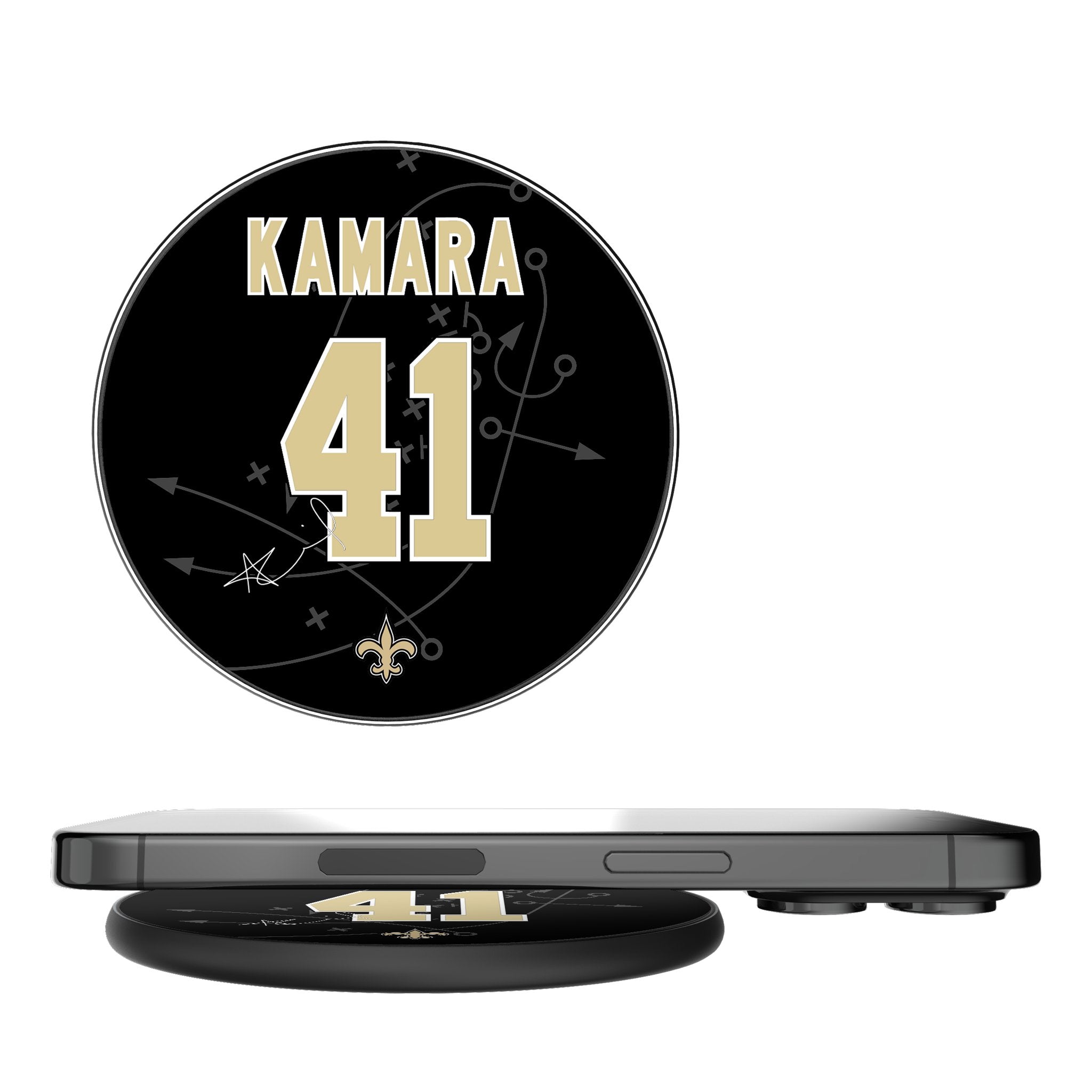 Alvin Kamara New Orleans Saints 41 Ready 15W Fast Wireless Charger - Perfect for Home, Office & Car Use