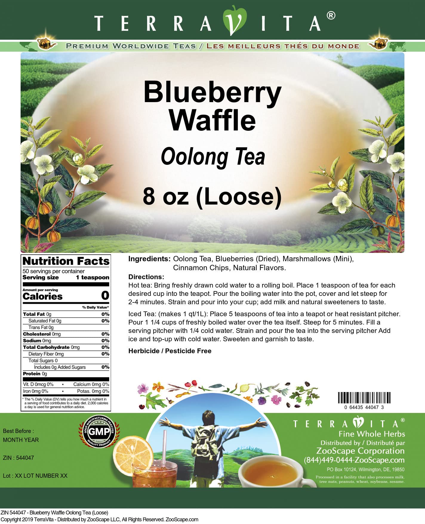 Premium Blueberry Waffle Oolong Loose Leaf Tea - 8 oz Bag | Natural Fruit Flavored Herbal Tea for Relaxation & Afternoon Tea Time | ZIN: 544047