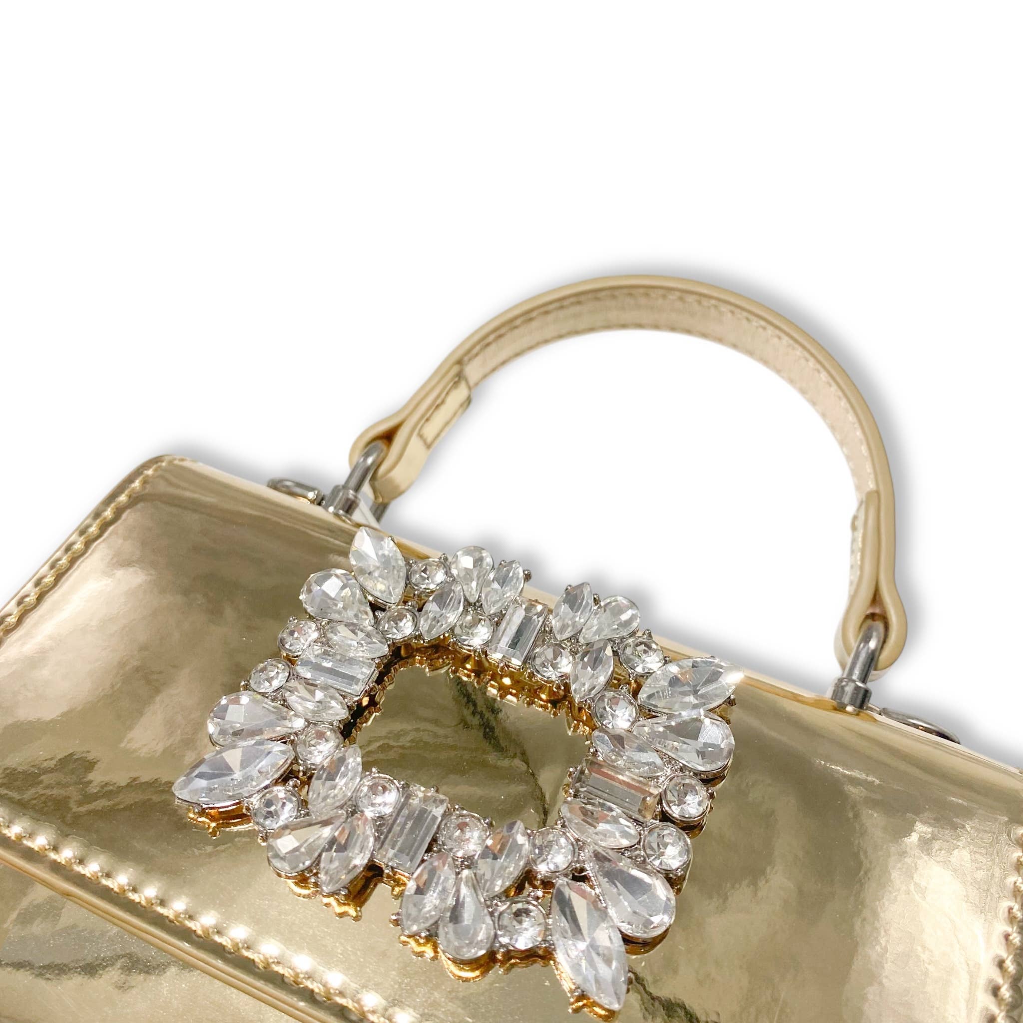 Sparkling Rhinestone Embellished Patent Leather Clutch Purse - Elegant Pink Evening Bag for Parties, Weddings & Special Occasions