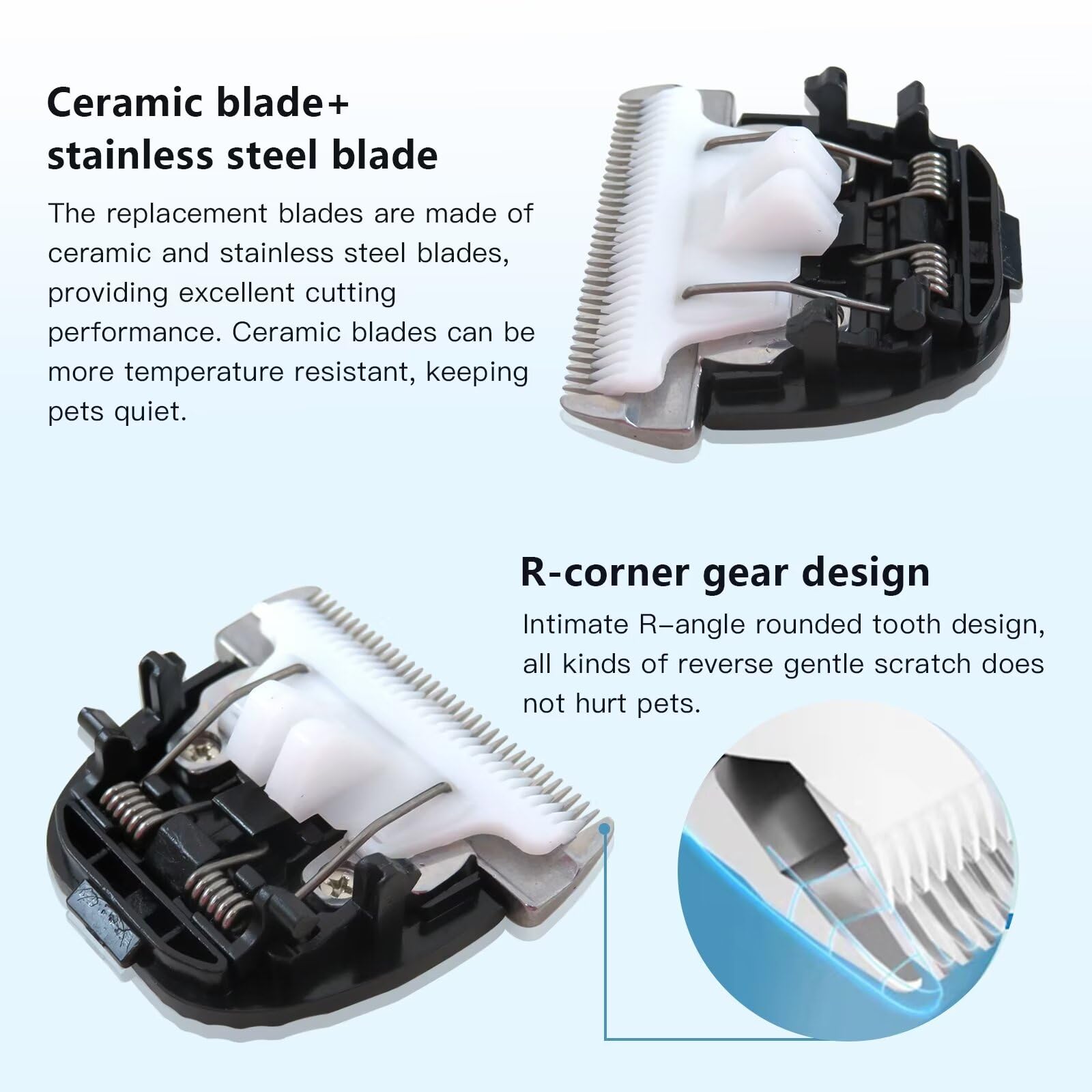 2 Pack Professional Low Noise Dog Hair Clipper Replacement Blades - Compatible with ONEISALL Pet Clippers, Cat & Dog Grooming Accessories for Home Use & Professional Grooming