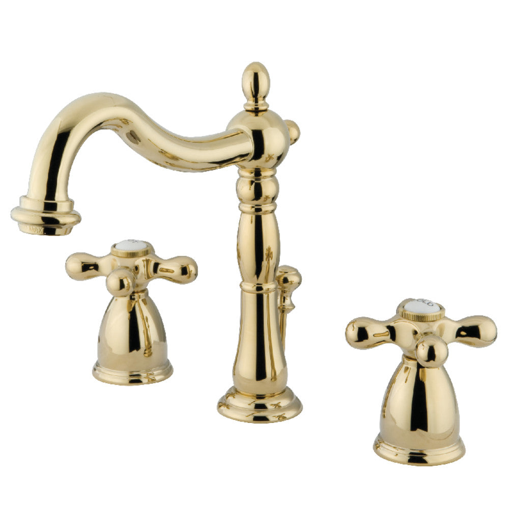 Kingston Brass KB1970AX Heritage Widespread Bathroom Faucet with Brass Pop Up - Elegant Vintage Style for Modern Bathrooms | Perfect for Master Bath, Guest Bath & Powder Room Renovations