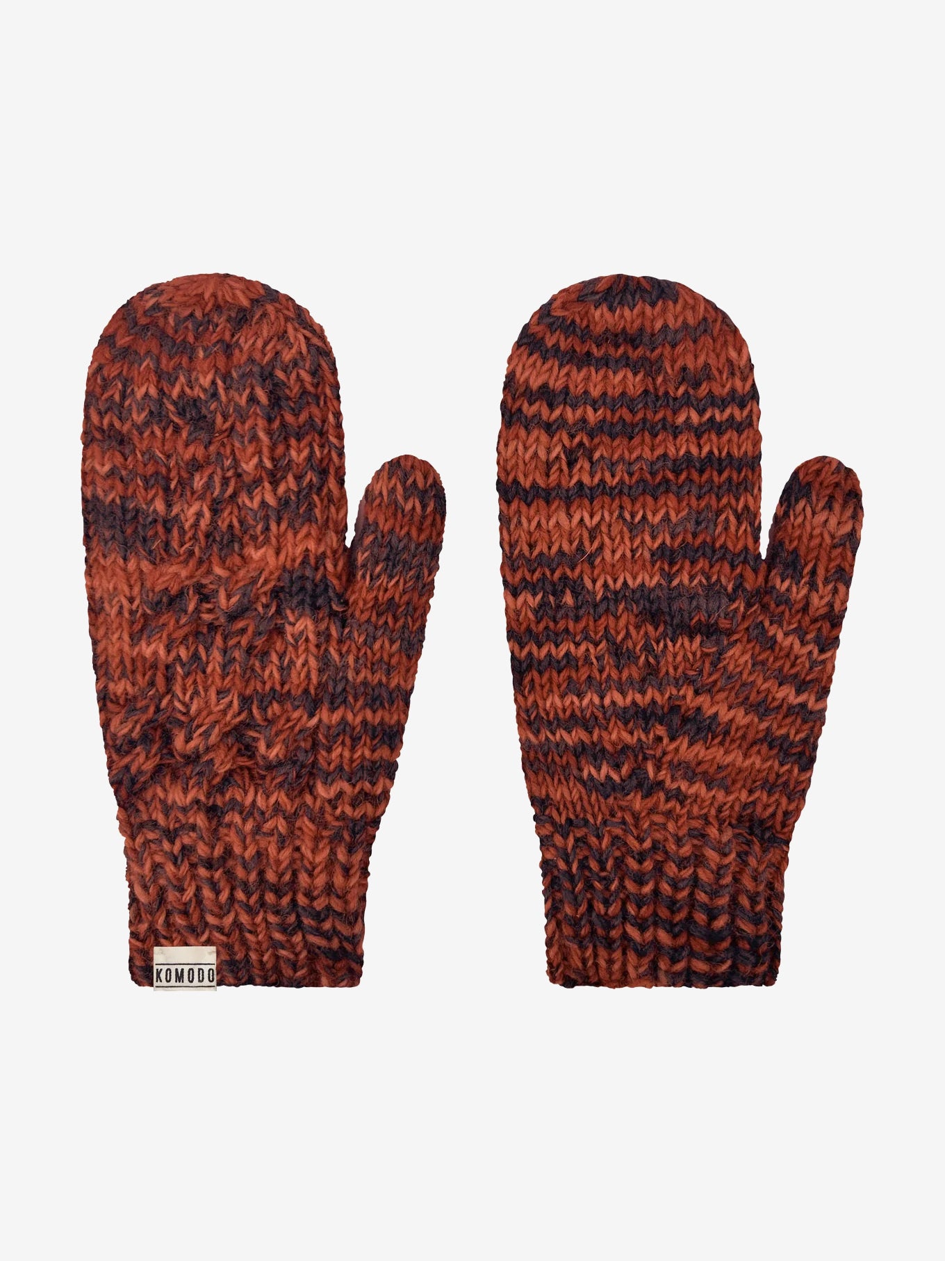 Komodo Haya Wool Mittens - Warm Winter Gloves for Women & Men, Terracotta Space Dye - Perfect for Skiing, Snowboarding & Outdoor Activities