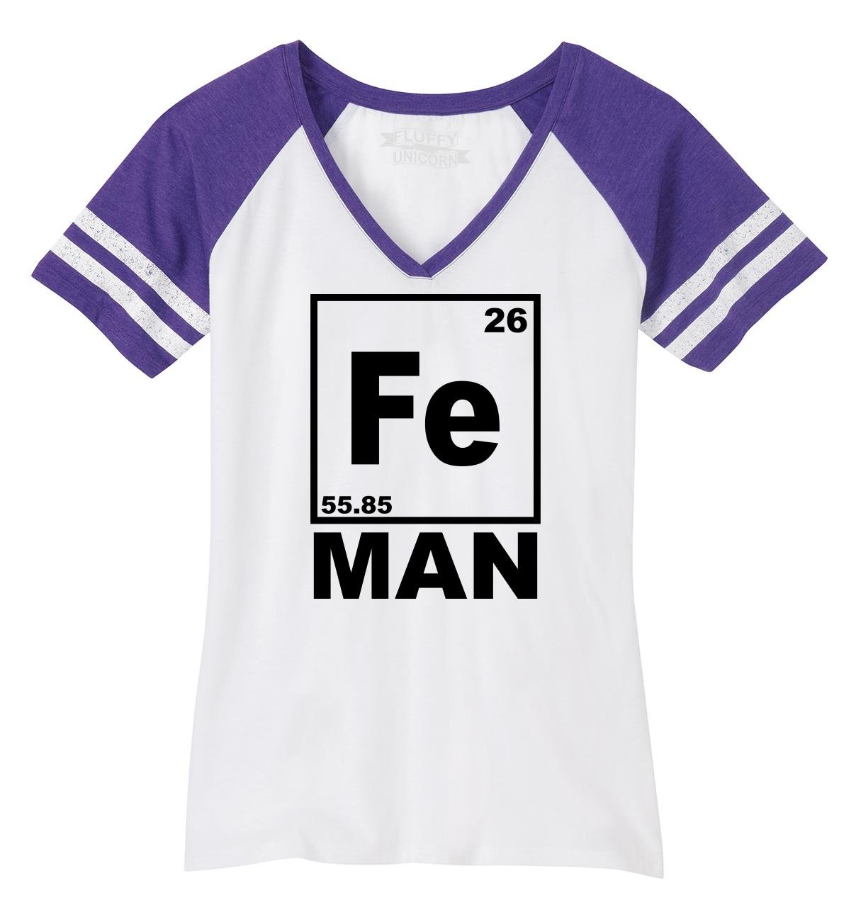 Funny Iron Man Chemistry Game V-Neck Tee for Women - Comical Science Marvel T-Shirt - Perfect for Cosplay, Comic Con & Geeky Gift Giving
