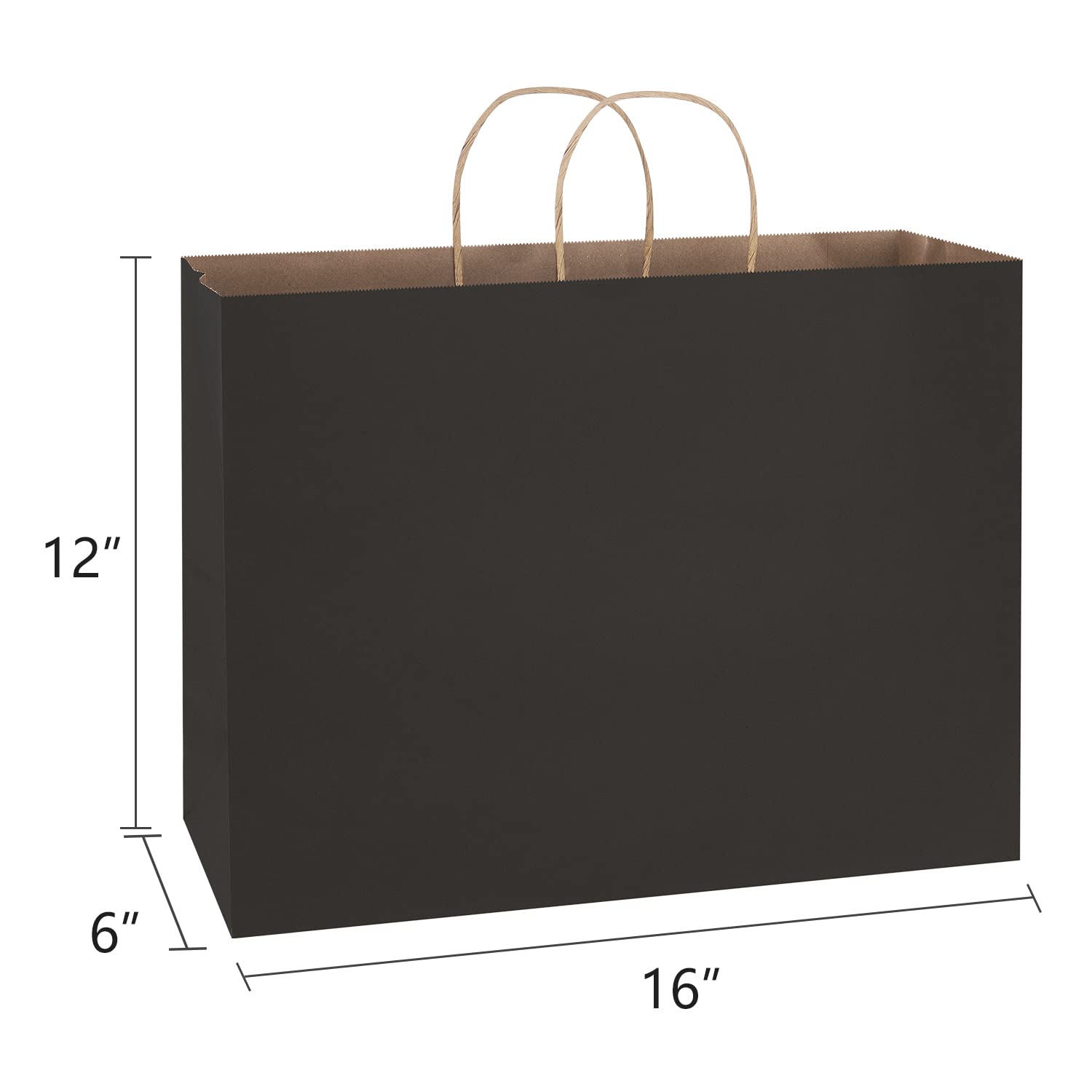 50 PCS Bulk 16x6x12 Kraft Paper Bags with Handles - Large Black Shopping Bags, Gift Bags & Tote Bags for Retail, Grocery, Small Business | Perfect for Merchandise Packaging, Party Favors & Eco-Friendly Shopping