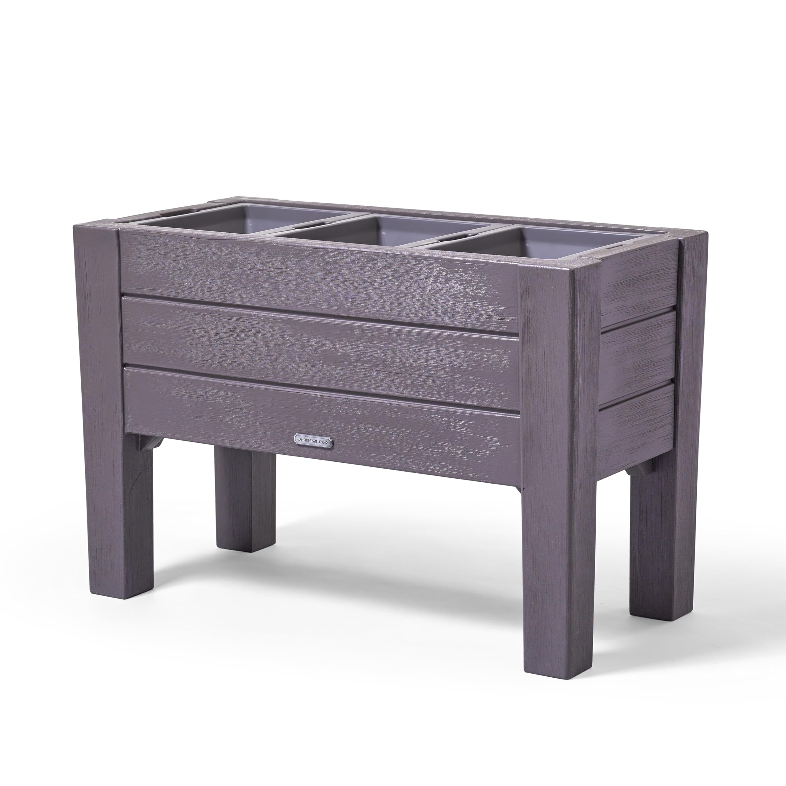 Step2 Lakewood Raised Planter Box - Large Outdoor Garden Planter with Easy Drainage, Durable Dark Cedar Plastic for Flowers, Herbs & Vegetables | Perfect for Patio, Porch, Deck or Backyard Gardening