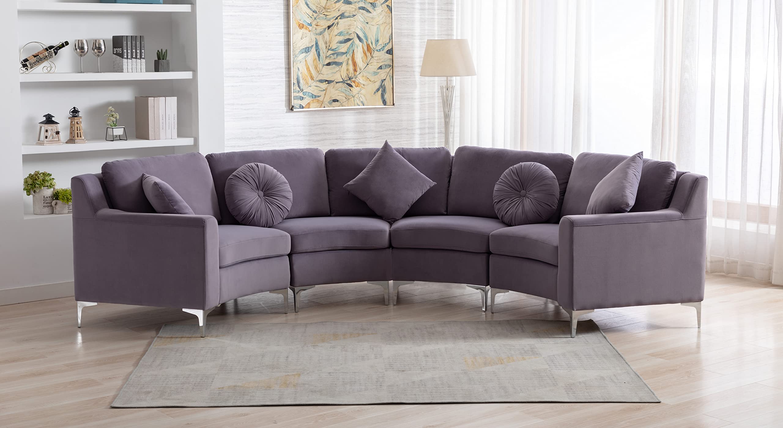 Legend Vansen Velvet Modular U-Shaped Sectional Sofa - 4-Seat Curved Corner Couch, 136