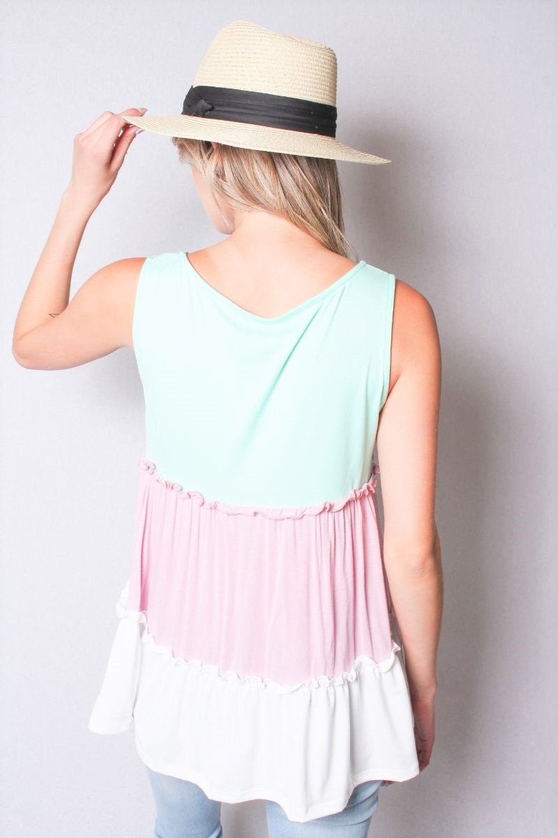 Gianna Ruffled Tank Top for Women - 100% Made in USA | Soft & Comfortable Summer Blouse for Casual Wear, Beach Outfits, and Layering