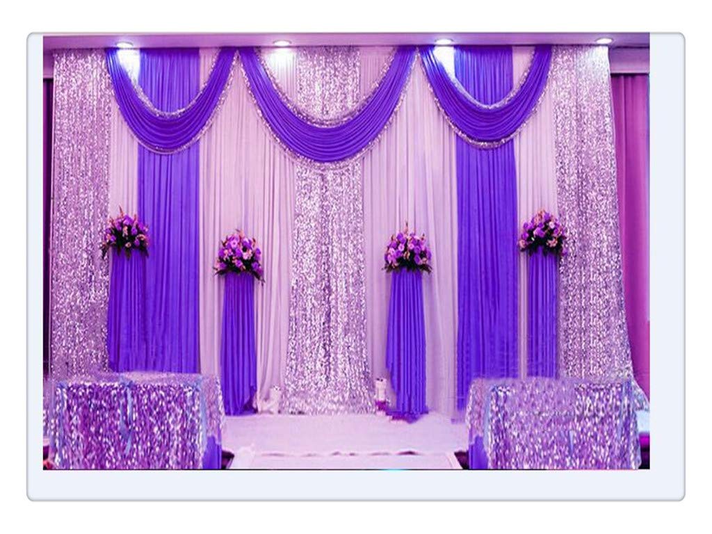 Elegant Violet Silk Fabric Swag Curtain Backdrop - 20x10ft Wedding Stage Decor, Birthday Party Drapes & Event Decorations | Perfect for Ceremony Aisle, Photo Booth Background, and Reception Decor
