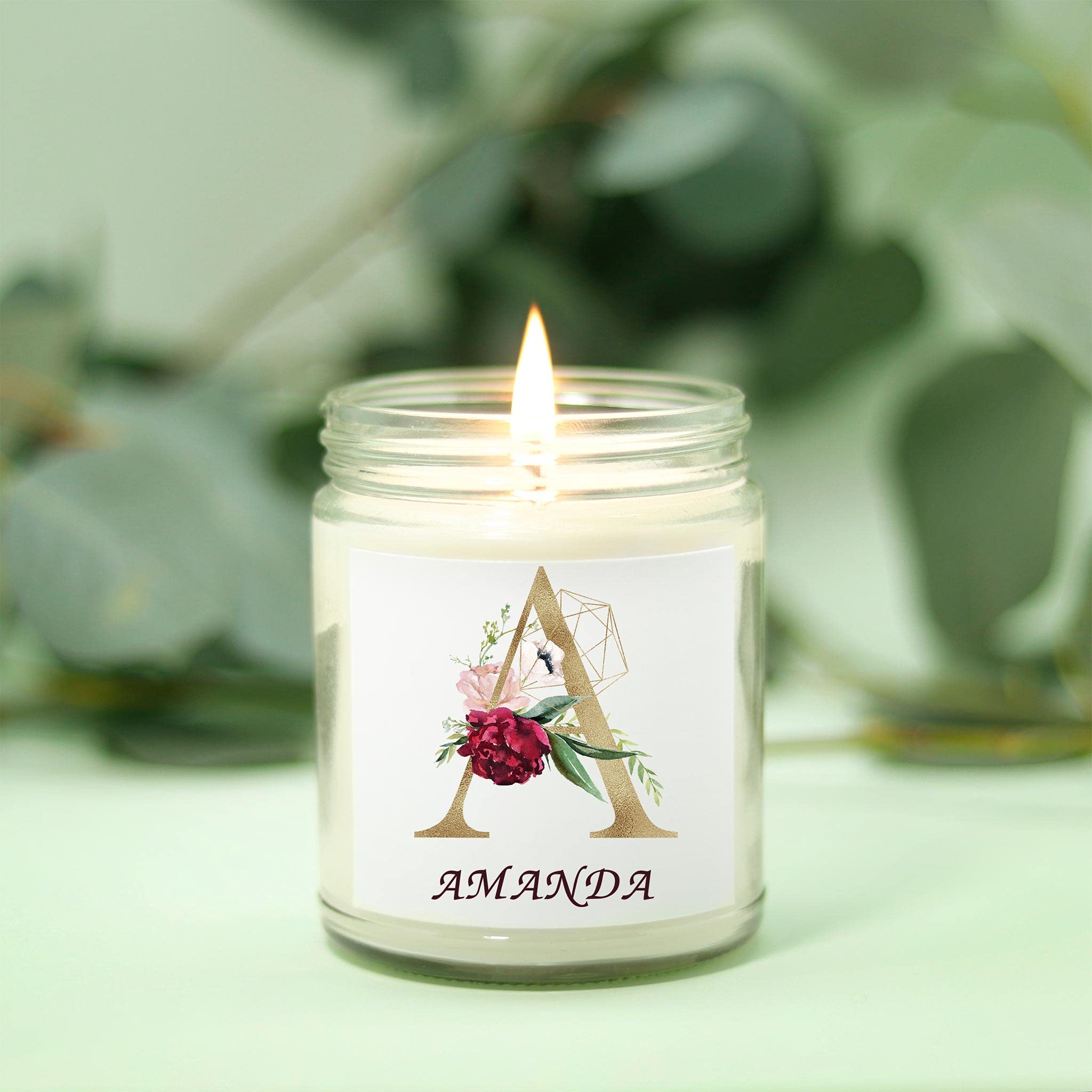 Personalized Scented Candle Jar with Custom Initials - Best Birthday Gift for Mom, Home Decor & Wedding Favors - Cinnamon Stick Aroma for Relaxation & Romantic Ambiance