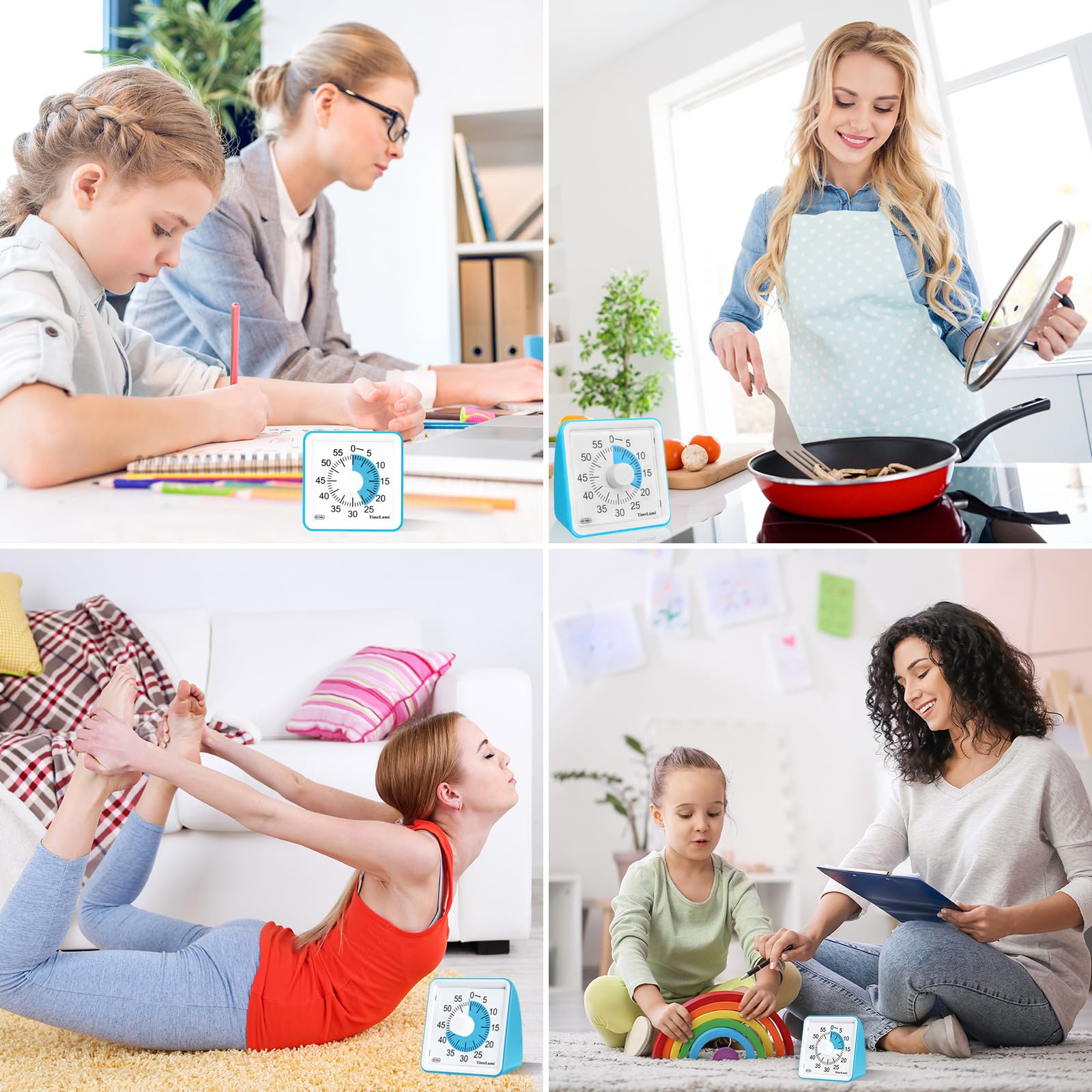 60-Minute Visual Timer for Kids - Silent Countdown Clock for Classroom, Study & Home Use - Time Management Tool for Toddlers, Teachers & Adults (Blue) - Perfect for Homework, Cooking & Productivity Tasks