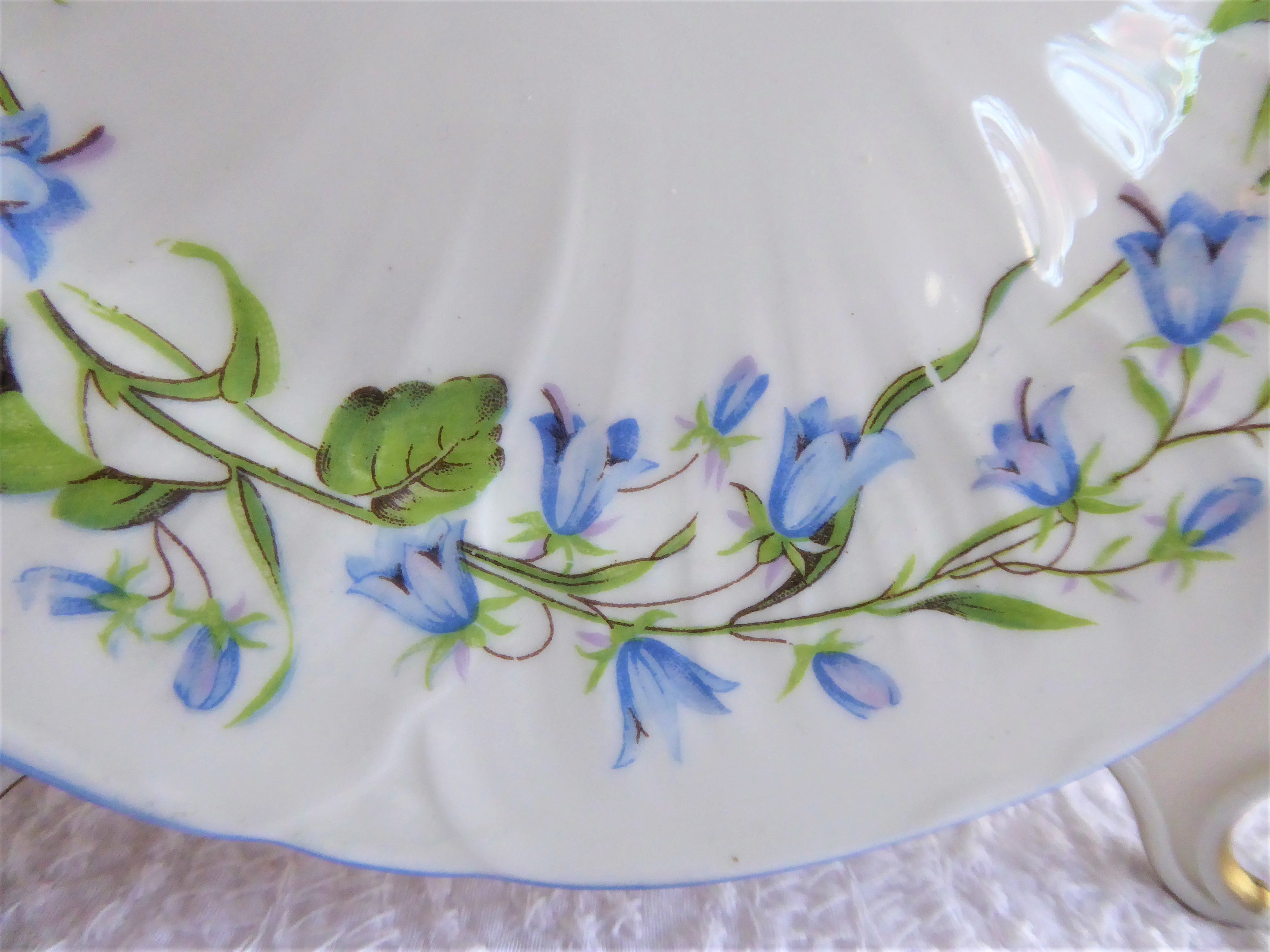 Vintage Shelley China Harebell Oleander Bread Plate - 6 Inch Cake Plate, Side Plate, Tea Plate (1950s) - Perfect for Afternoon Tea, Dessert Serving & Vintage Tableware Collection